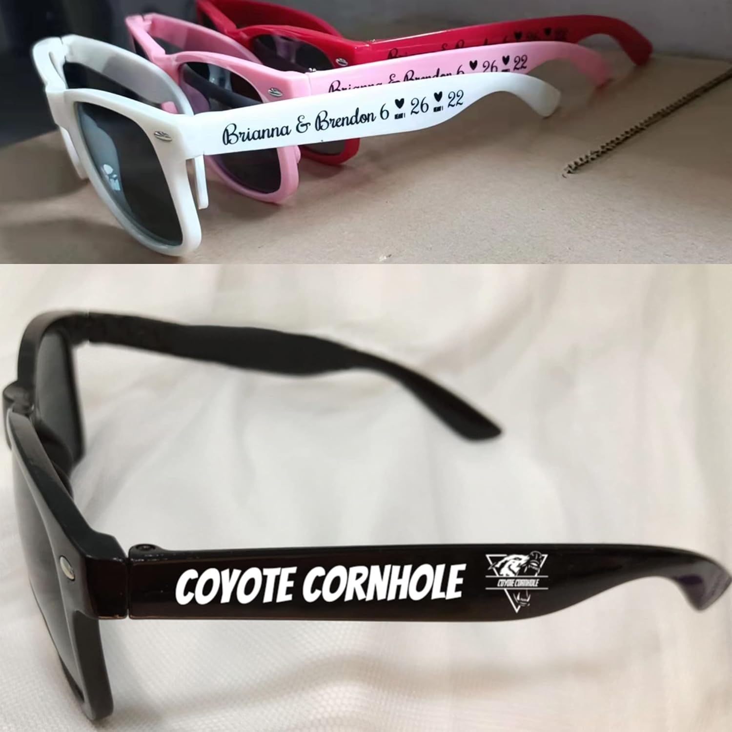 10 lentes de sol de boda personalizados a granel para invitados de fiesta, lentes de sol con logotipo personalizado para mujeres y hombres, regalos