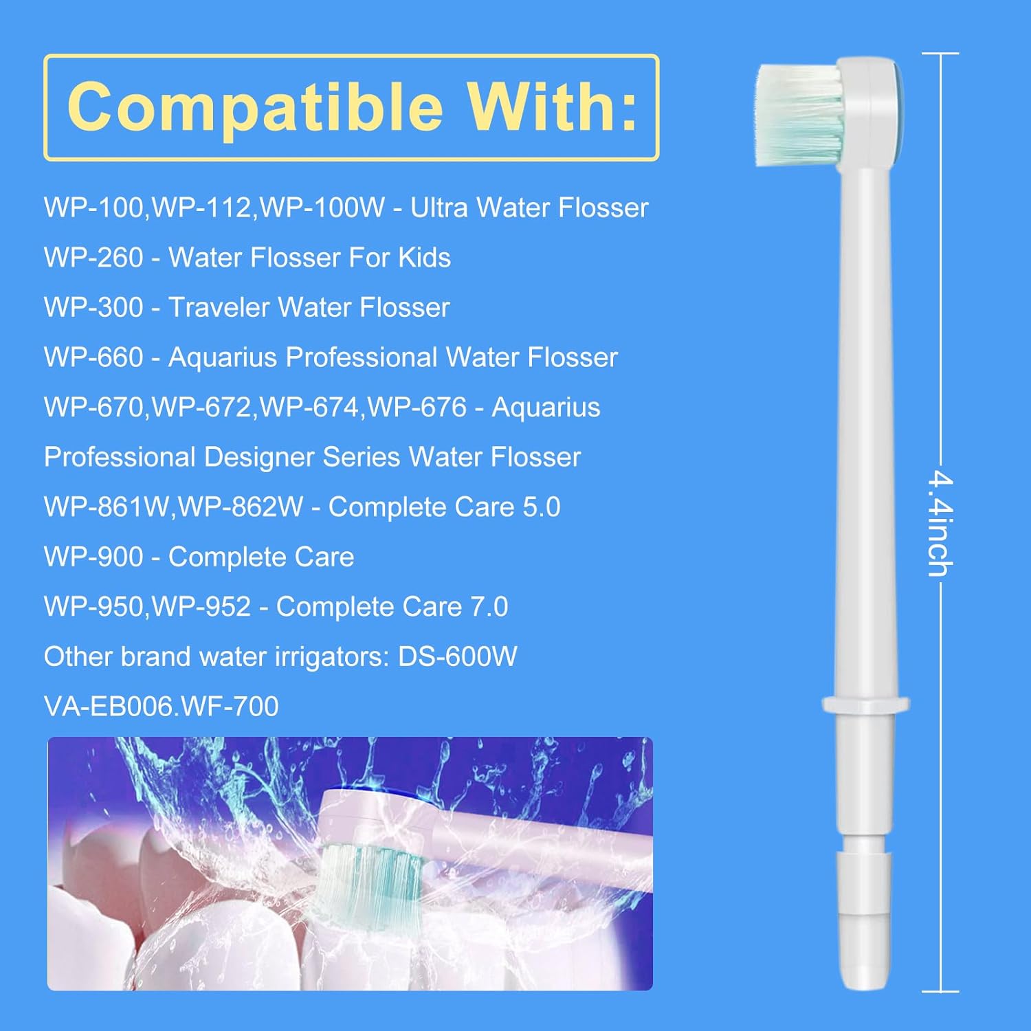 Puntas de repuesto para Waterpik Aquarius Water Flosser Waterpik Cabezales de repuesto para cepillos de dientes e irrigadores orales (6 puntas de