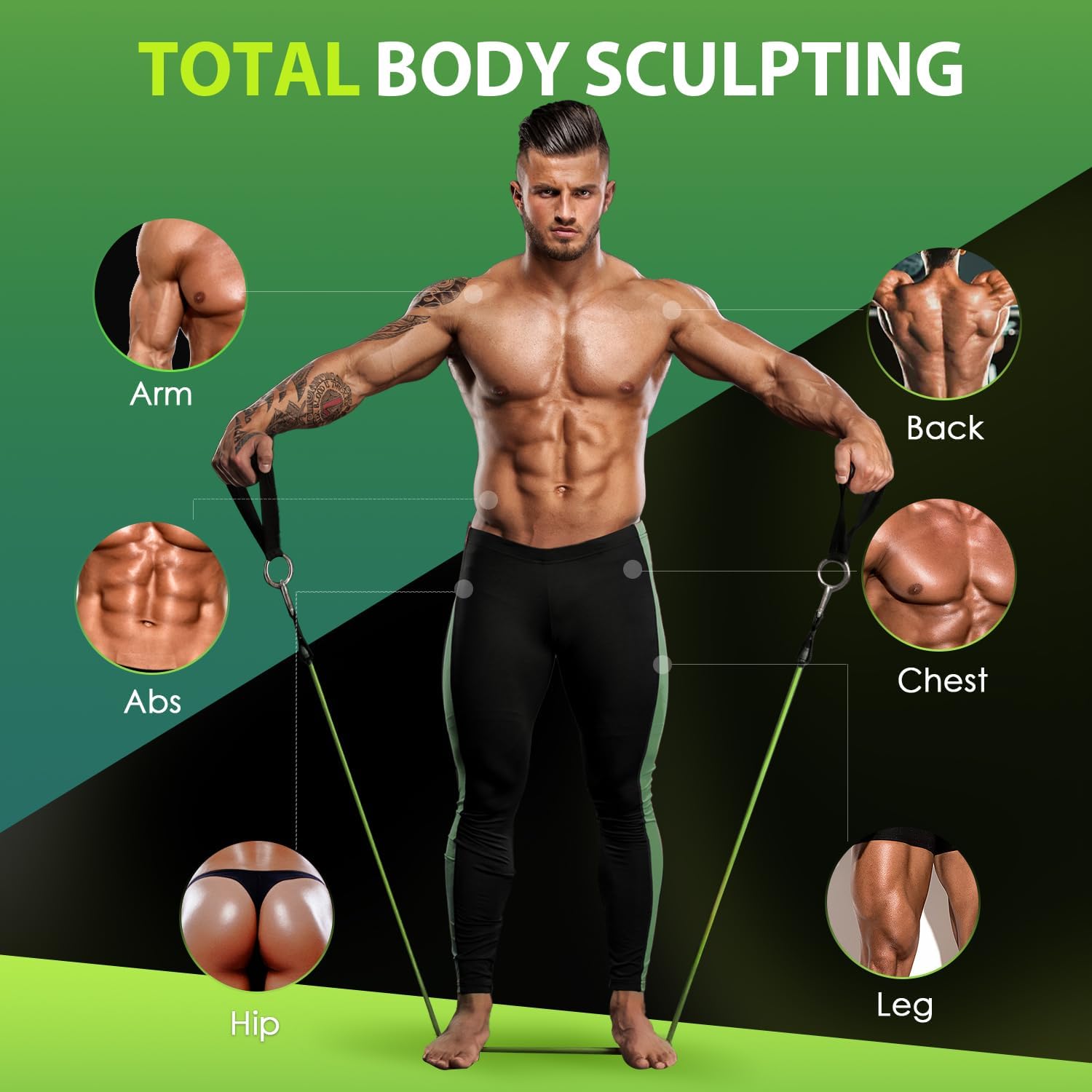 WHATAFIT Bandas de resistencia, bandas de ejercicio, bandas de resistencia para entrenamiento, bandas de entrenamiento con asas para hombres y