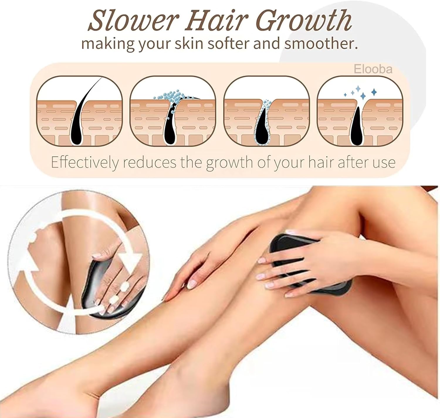 Borrador de pelo de cristal, removedor de pelo mágico de cristal para mujeres y hombres, borrador de pelo, exfoliación sin dolor, herramienta