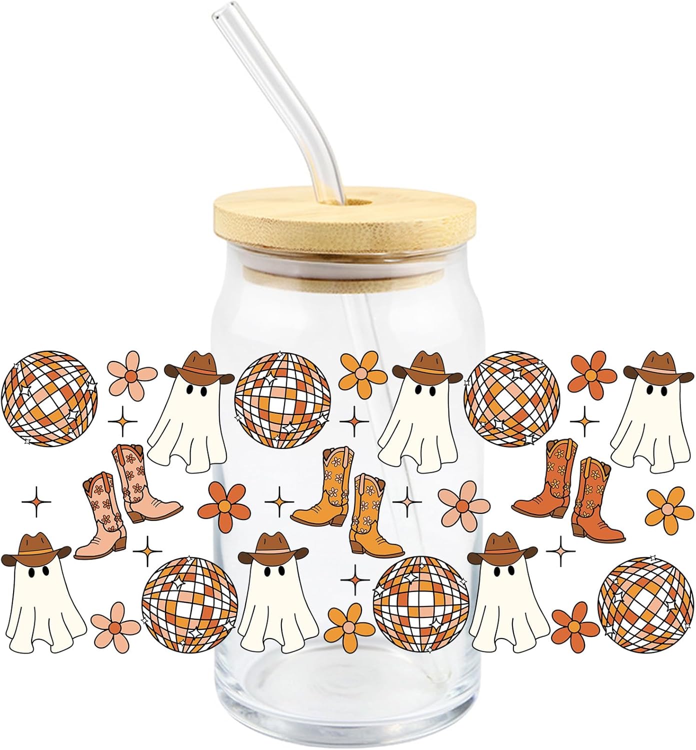 10 calcomanías de transferencia UV DTF de Halloween, impermeables, para tazas de 16 onzas, tazas de vidrio para café helado, calcomanías de