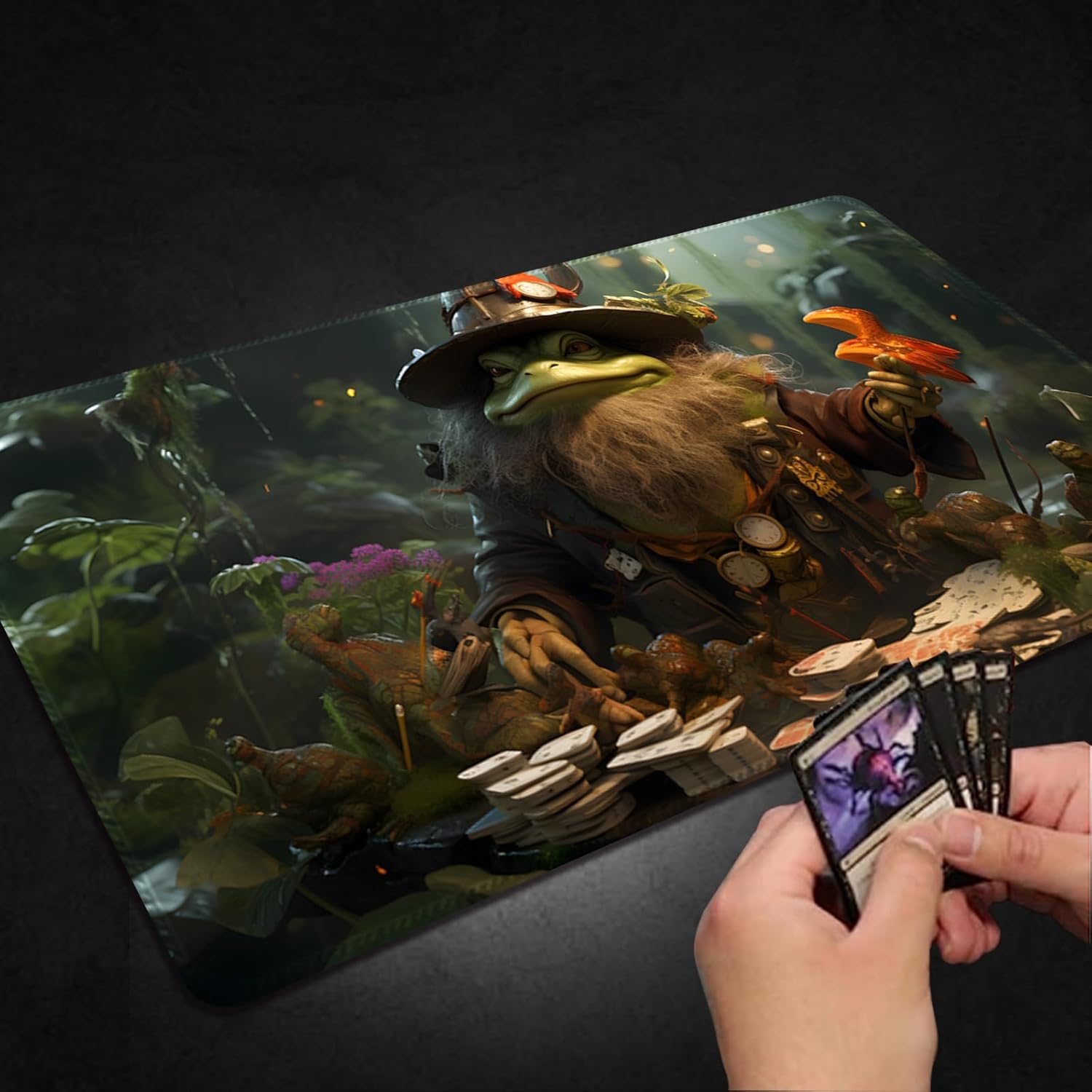 Tapete de juego para MTG, con bolsas de almacenamiento gratis, tapete de juego de 24 x 14 pulgadas, TCG y tapete de juego de mesa para tarjetas,