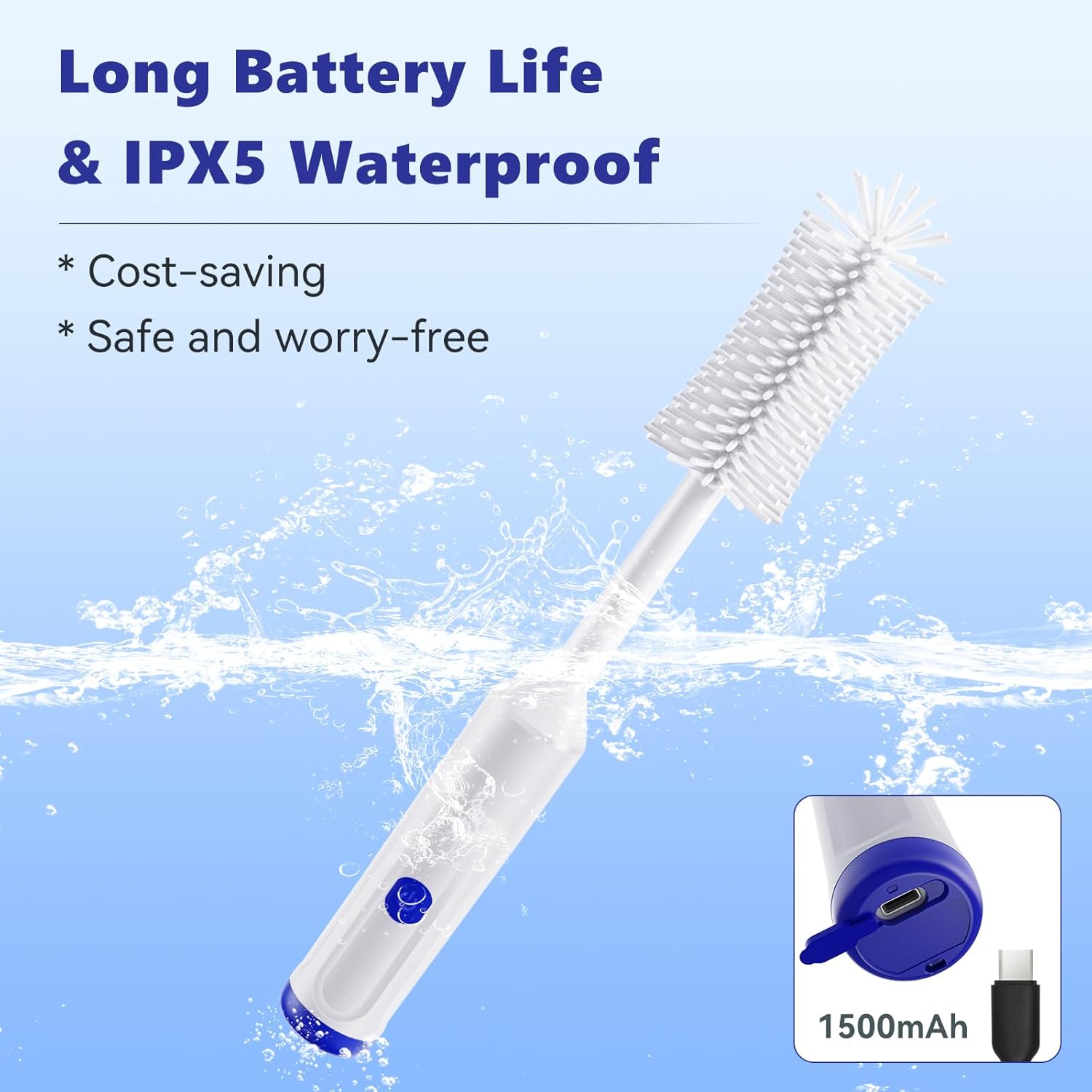 Limpiador de cepillo eléctrico para botellas cepillo mágico para botellas, juego de limpieza eléctrica con botellachupetecepillo para pajilla,