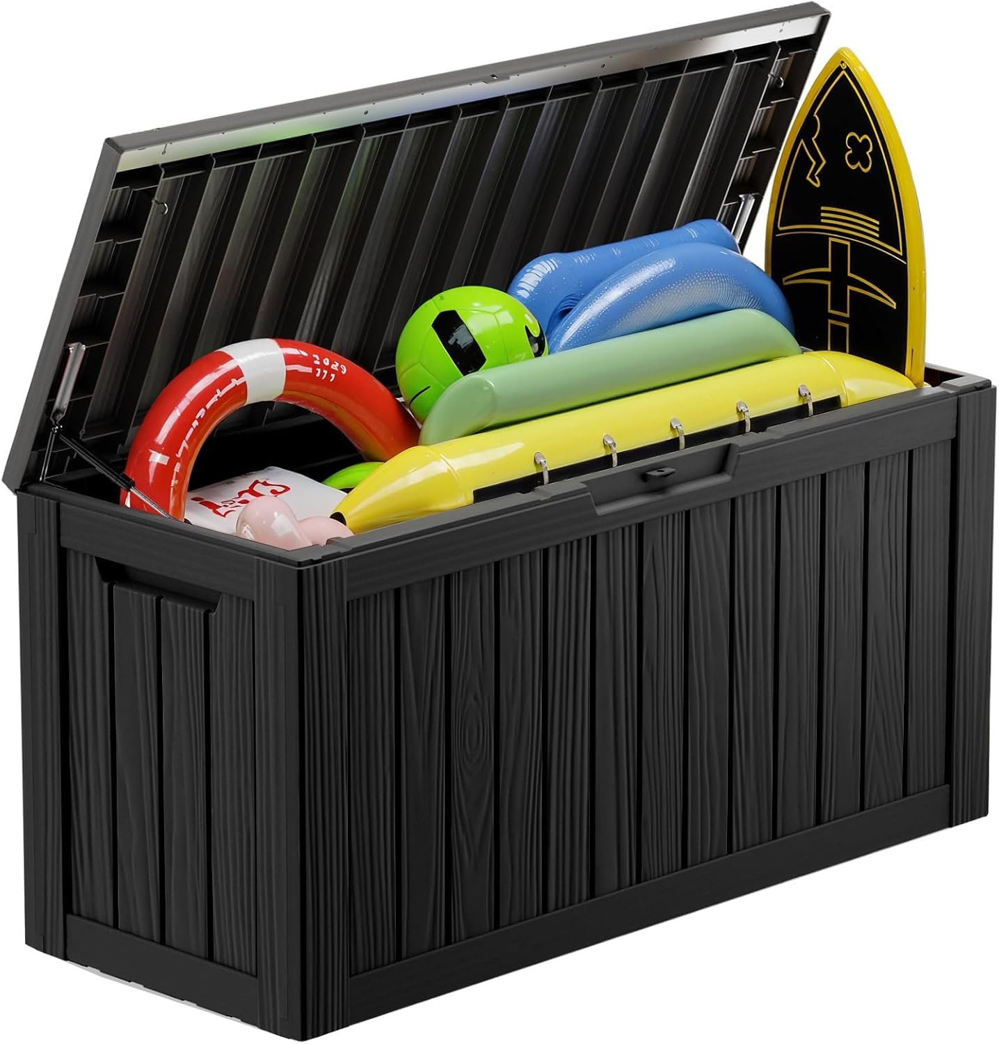 Caja de cubierta de resina de 80 galones, cajas impermeables al aire libre, contenedor bloqueable resistente a los rayos UV para muebles de patio,