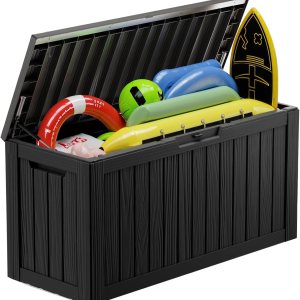 Caja de cubierta de resina de 80 galones, cajas impermeables al aire libre, contenedor bloqueable resistente a los rayos UV para muebles de patio, Caja de cubierta de resina de 80 galones, cajas impermeables al aire libre, contenedor bloqueable resistente a los rayos UV para muebles de patio,