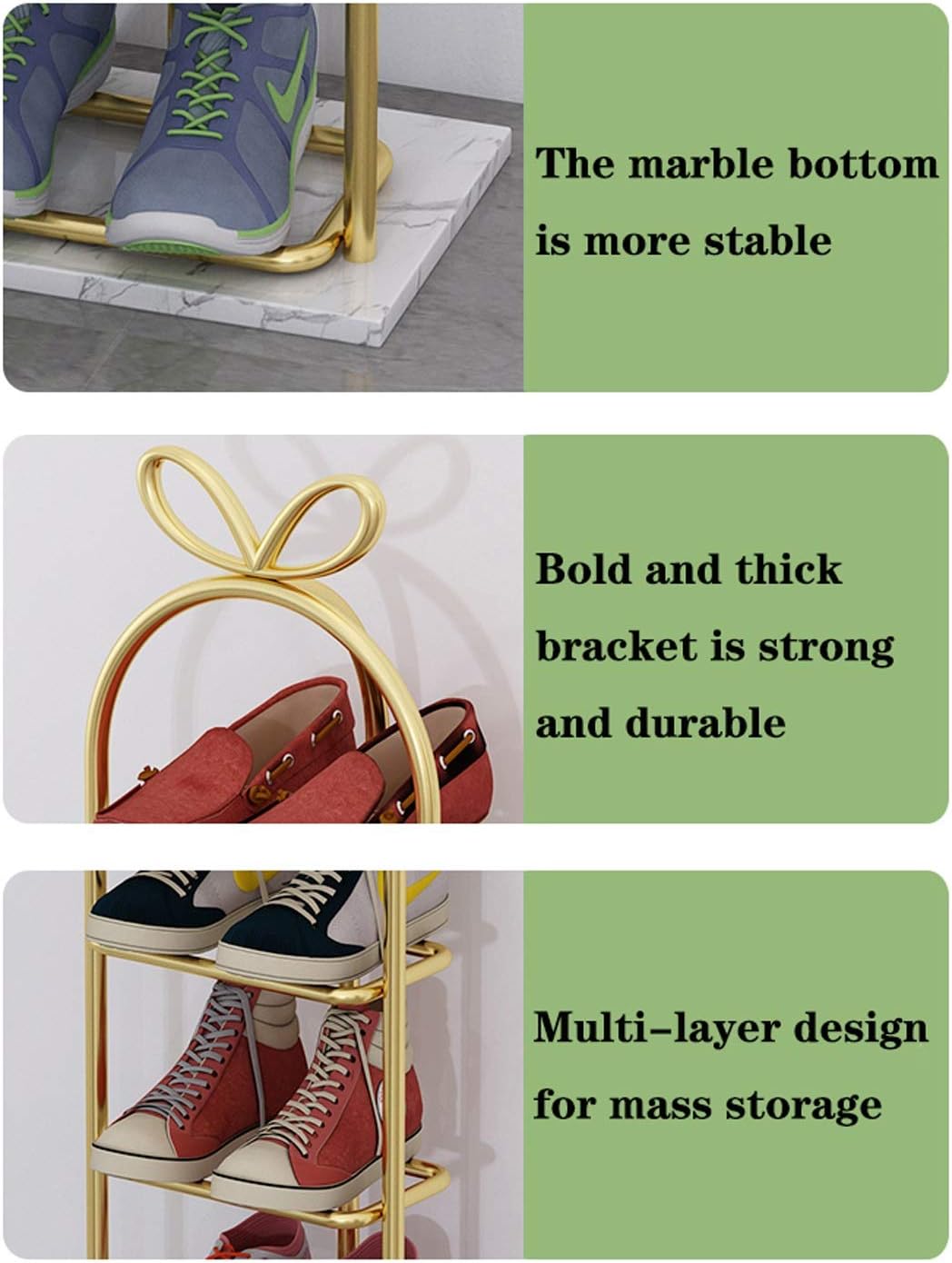 Shoe RacksShoe Shelf Organizer 5-story Metal Shoe Rack Space-saving Household Indoor Shoe Rack Marble Base Storage Rack Shelf for Living Room