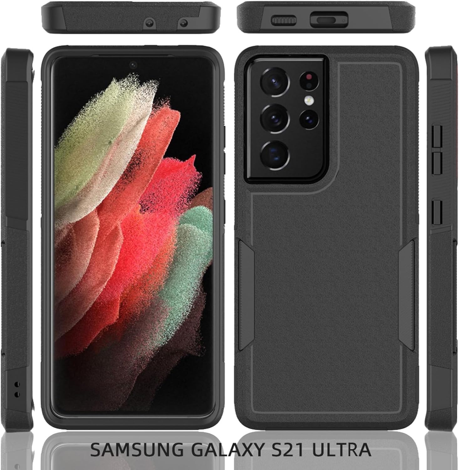 Funda para Samsung Galaxy S21 Ultra funda protectora de doble capa resistente para teléfono celular, a prueba de golpes, con protector de pantalla,