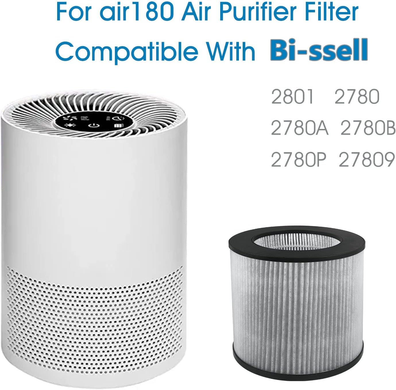Paquete de 2 filtros de repuesto 2801 compatibles con Bi-ssell 2801, 2780, 2780A, 2780B, 2780P, 27809 de alta eficiencia y filtro de carbono, filtro
