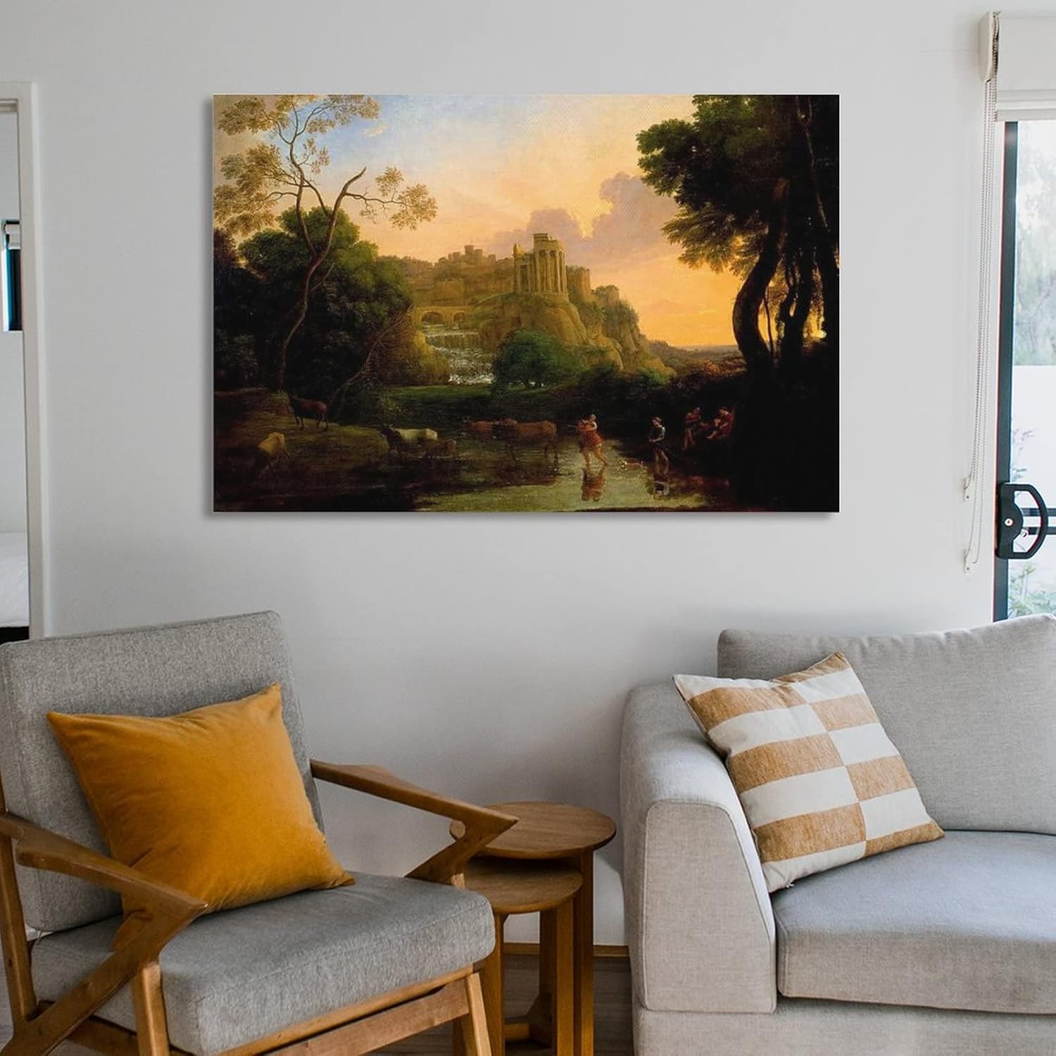 Claude Lorrain – Póster de vista ideal de Tivoli, pintura decorativa en lienzo, arte de pared, póster de sala de estar, pintura de dormitorio, 12 x