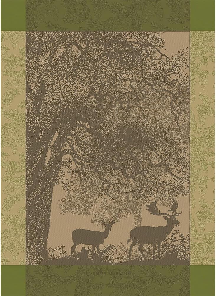 Garnier Thiebaut – Toalla de cocina jacquard francés 100% algodón, colección de animales del bosque (Cerf Et Biche Mousse)