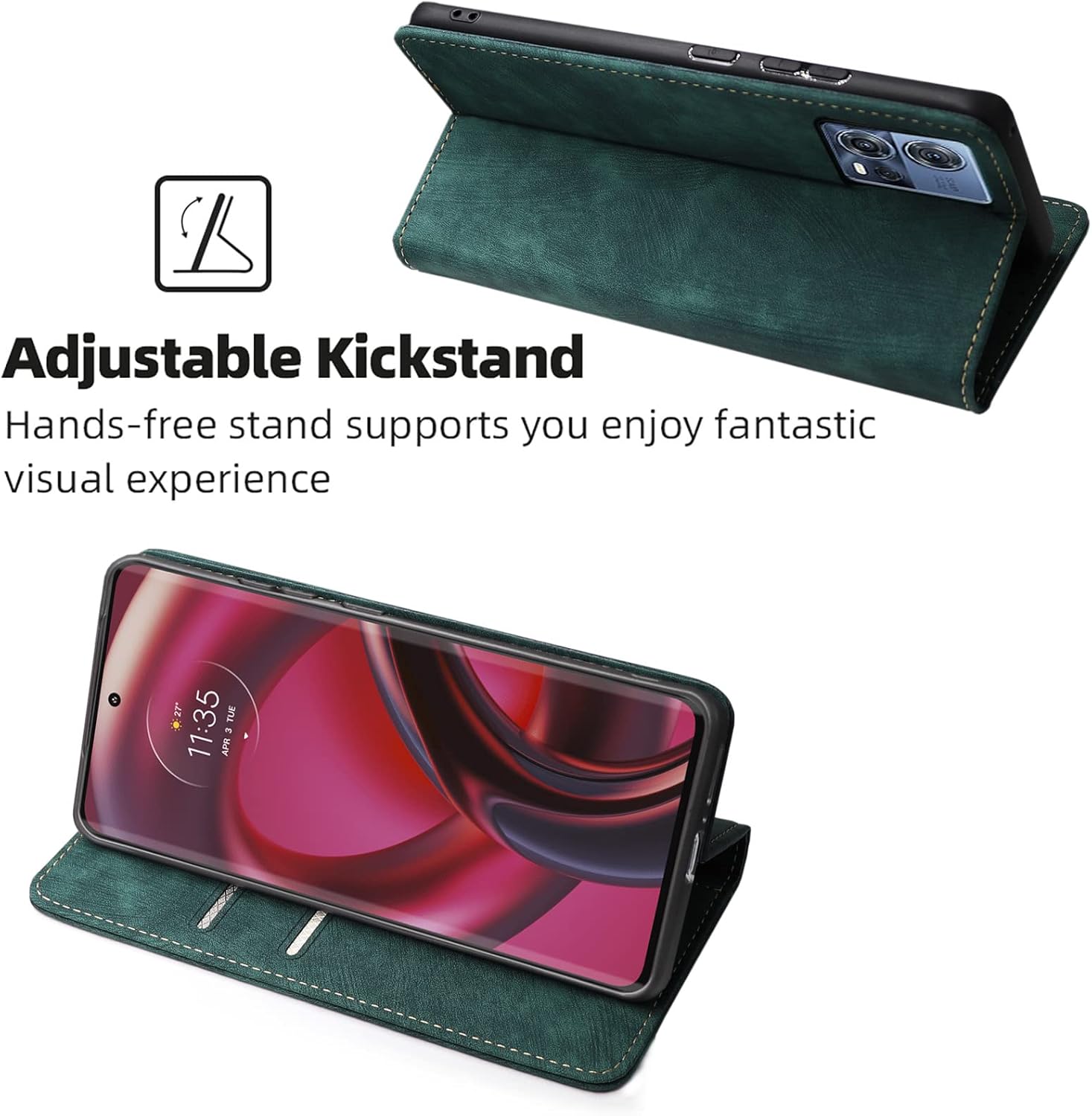 Motorola Edge 30 Fusion Folio Case Moto Edge 30 Fusion Flip Wallet Case RFID Bloqueo Teléfono Cubierta (Motorola Edge 30 Fusion Green)