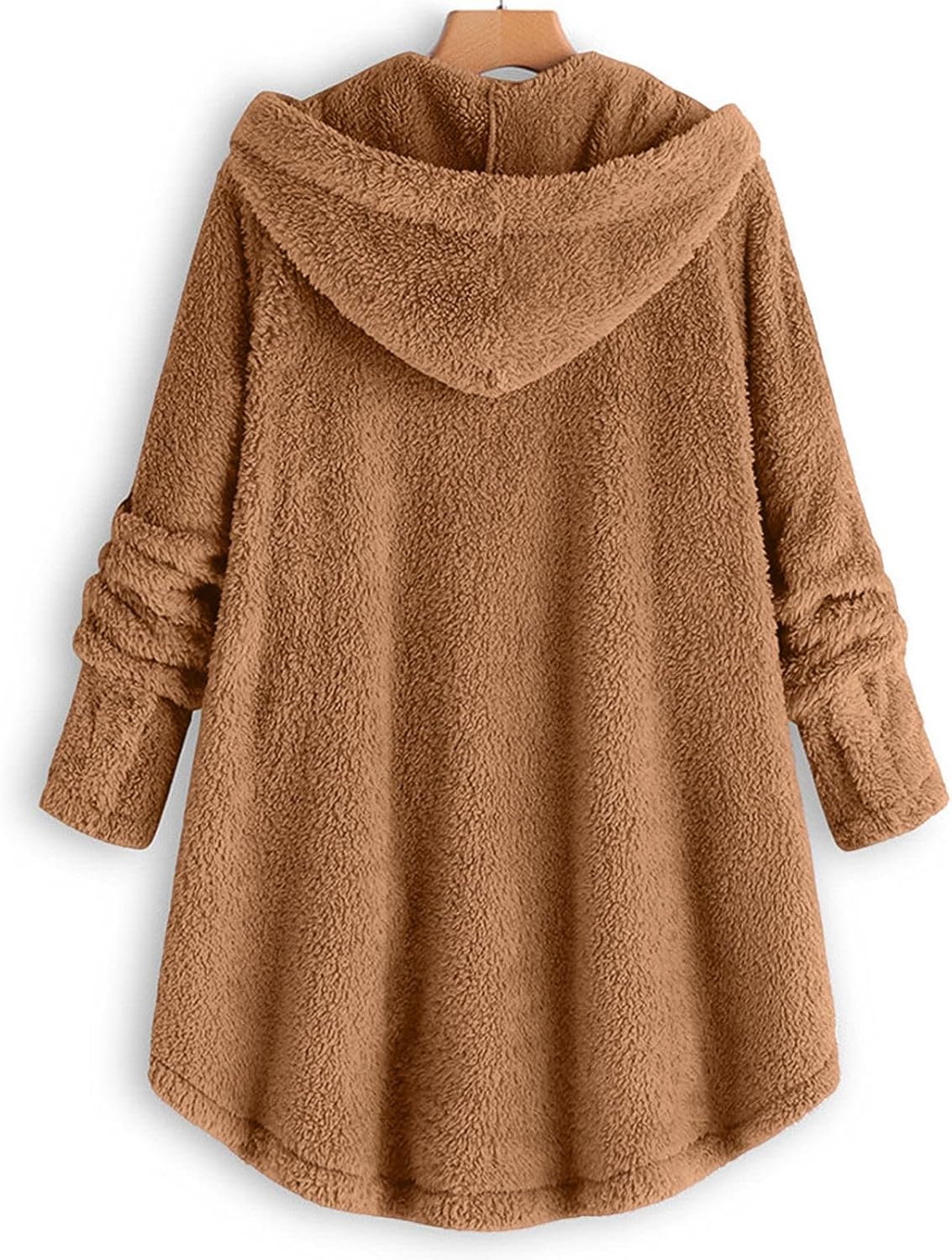 SNKSDGM Jackets for Women Fuzzy Fleece Thermal Hooded Open Front Plush Sherpa Pea Winter Coat Winter Loose Outerwear