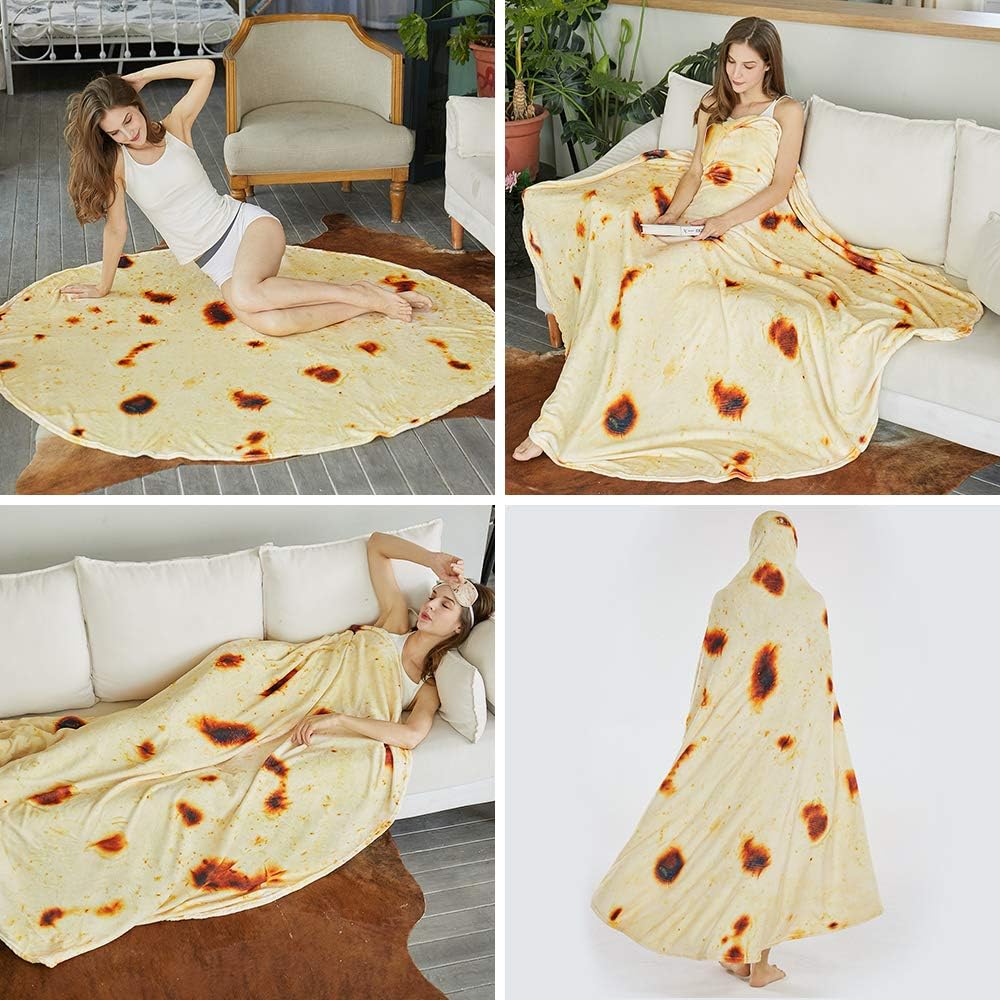 SeaRoomy – Manta redonda de tortilla gigante para burrito, envolvente, suave, para niños y adultos