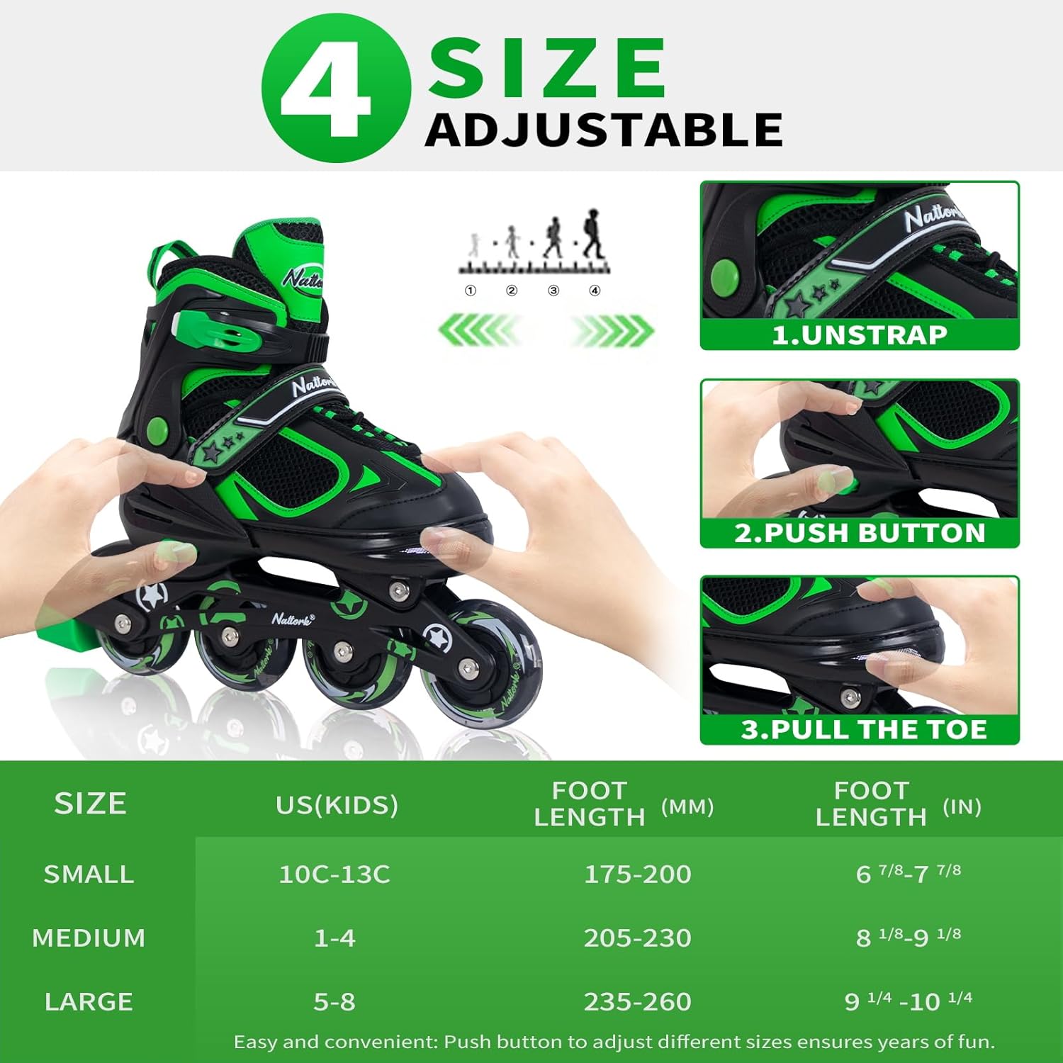 Patines en línea ajustables para niños, patines de hoja rojonegroazul con ruedas iluminadas para niños principiantes, niñas y jóvenes, talla S-M-L