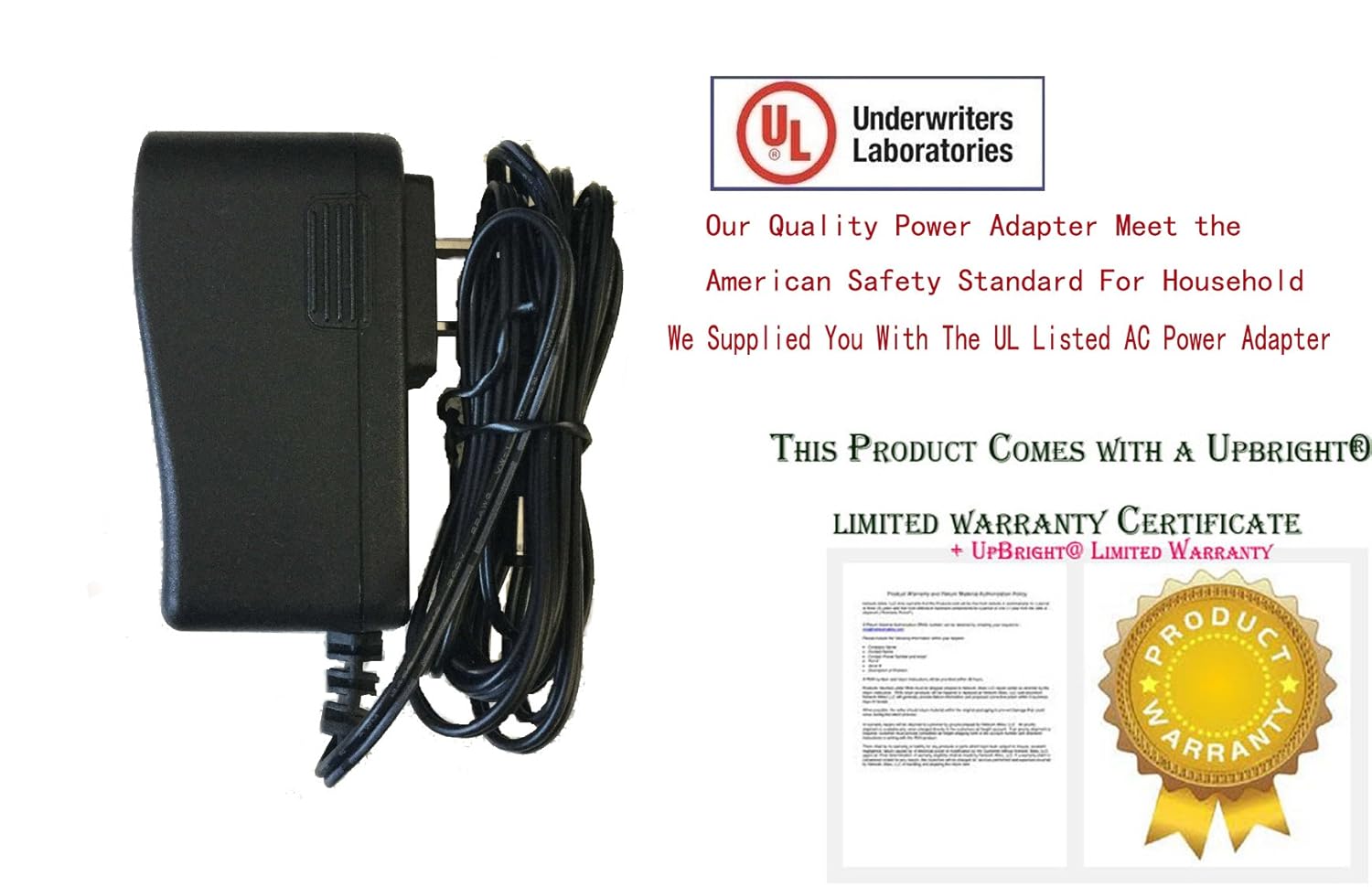 UpBright Listado por UL Adaptador de 12 V CACC compatible con GCi Technologies Modelo AM-12500 AM12500 12VDC 500mA DC12V 0.5A – 1A 12.0V 12 V 12 VDC