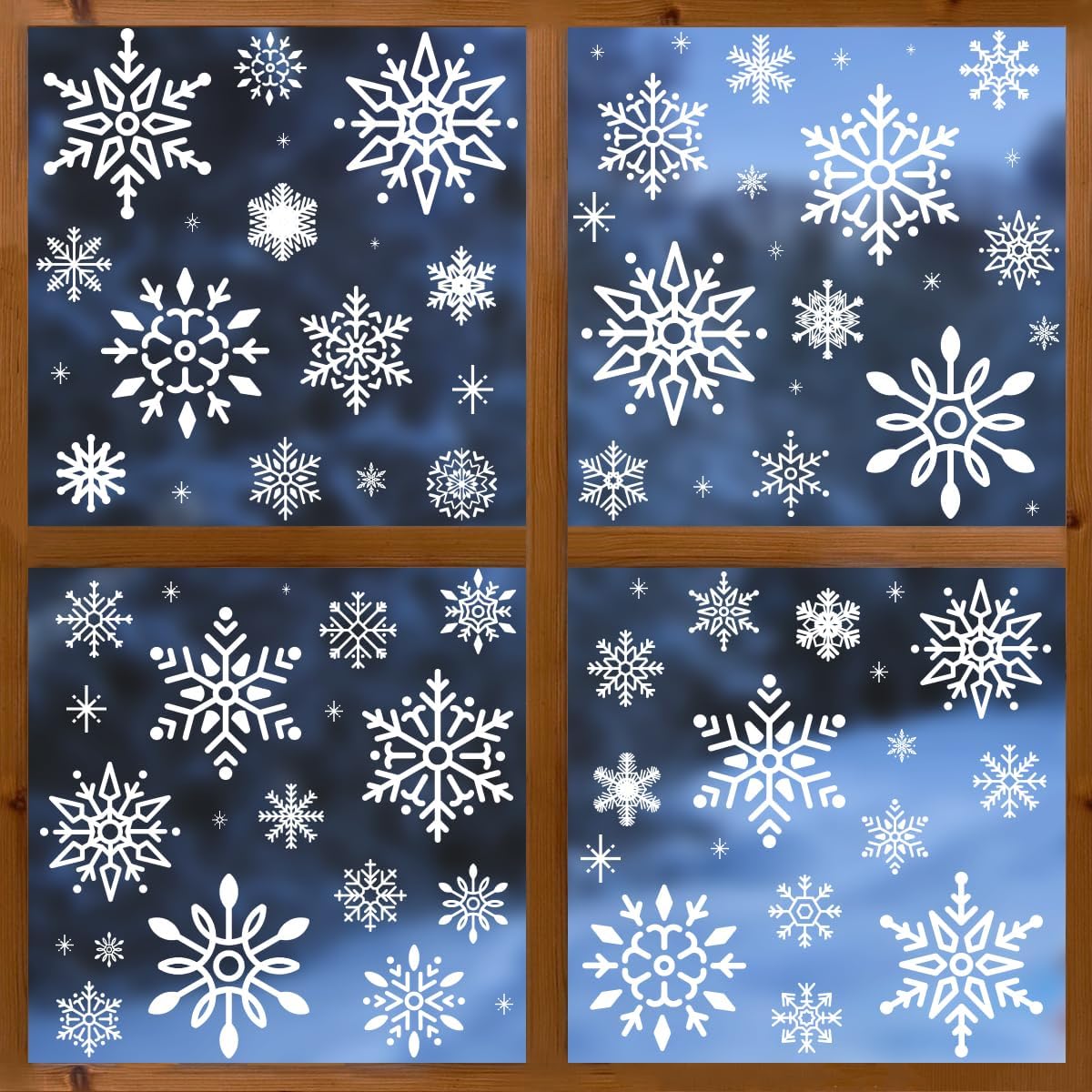 Horaldaily 244 calcomanías de Navidad para ventana, nieve blanca para suministros de fiesta en el hogar, decoración de cristal