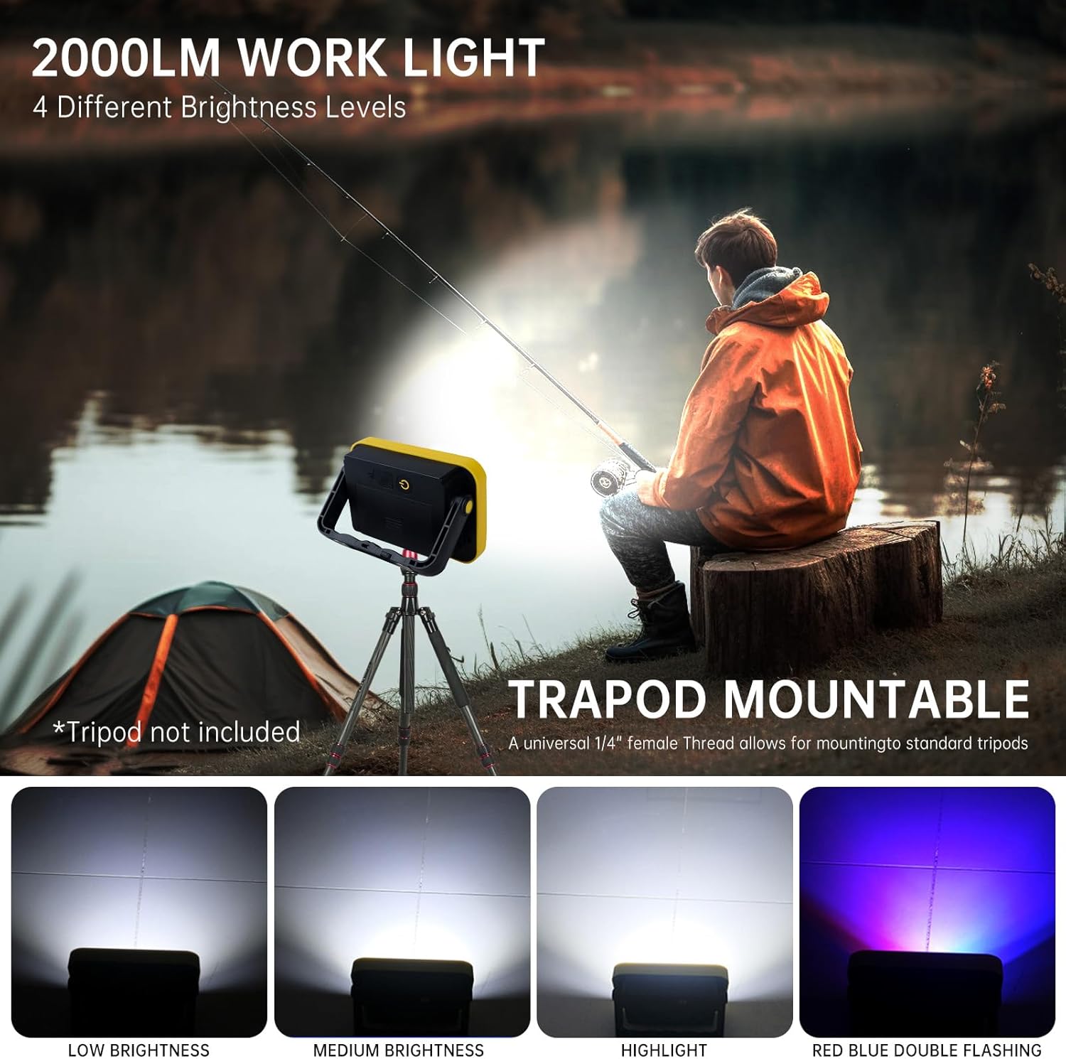 Luz de trabajo LED magnética recargable de 40 W, luz de trabajo COB mecánica portátil con 4 modos de luz, inalámbrica debajo del capó, luz de