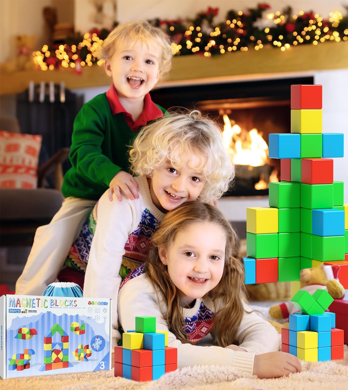 Bloques magnéticos para niños pequeños, juguetes de construcción creativos, bloques sensoriales coloridos apilables con imán, juego de cubos de