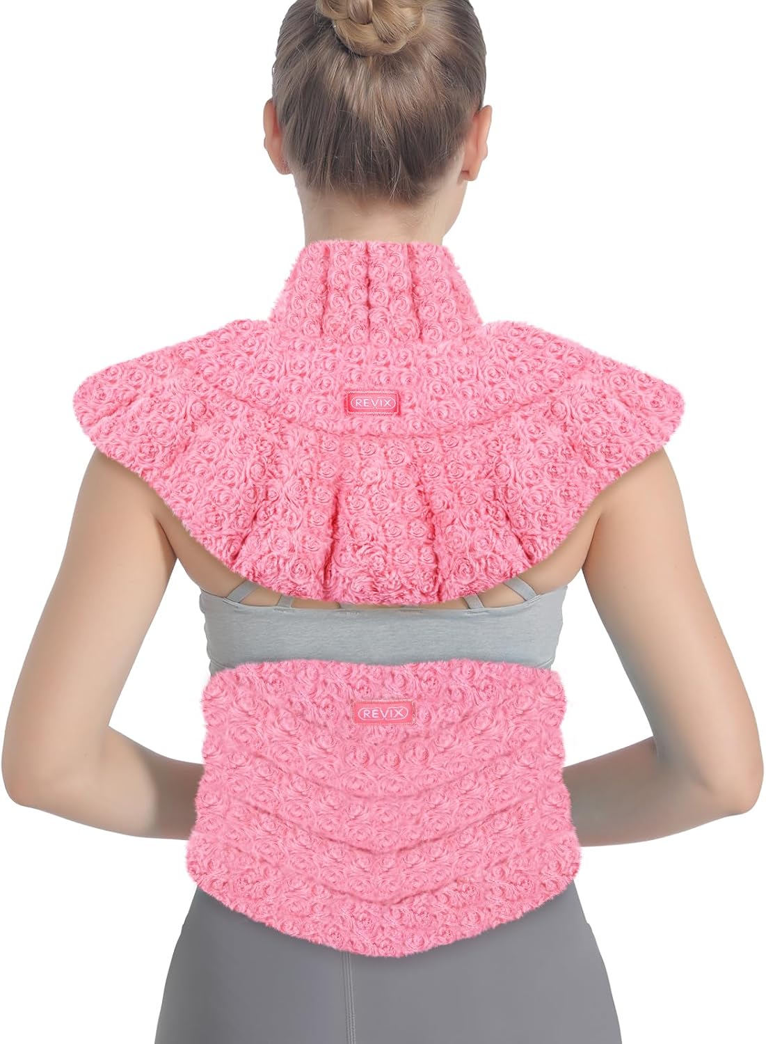 REVIX Juego de 2 almohadillas térmicas para microondas, almohadilla térmica húmeda de terciopelo rosa apta para microondas para cuello, hombros y