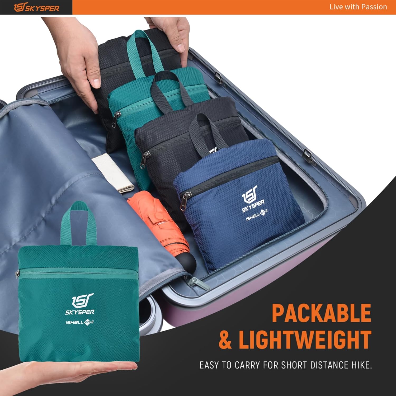 SKYSPER Mochila ligera de senderismo  Mochila de viaje pequeña de 20L Mochila plegable resistente al agua para mujeres y hombres