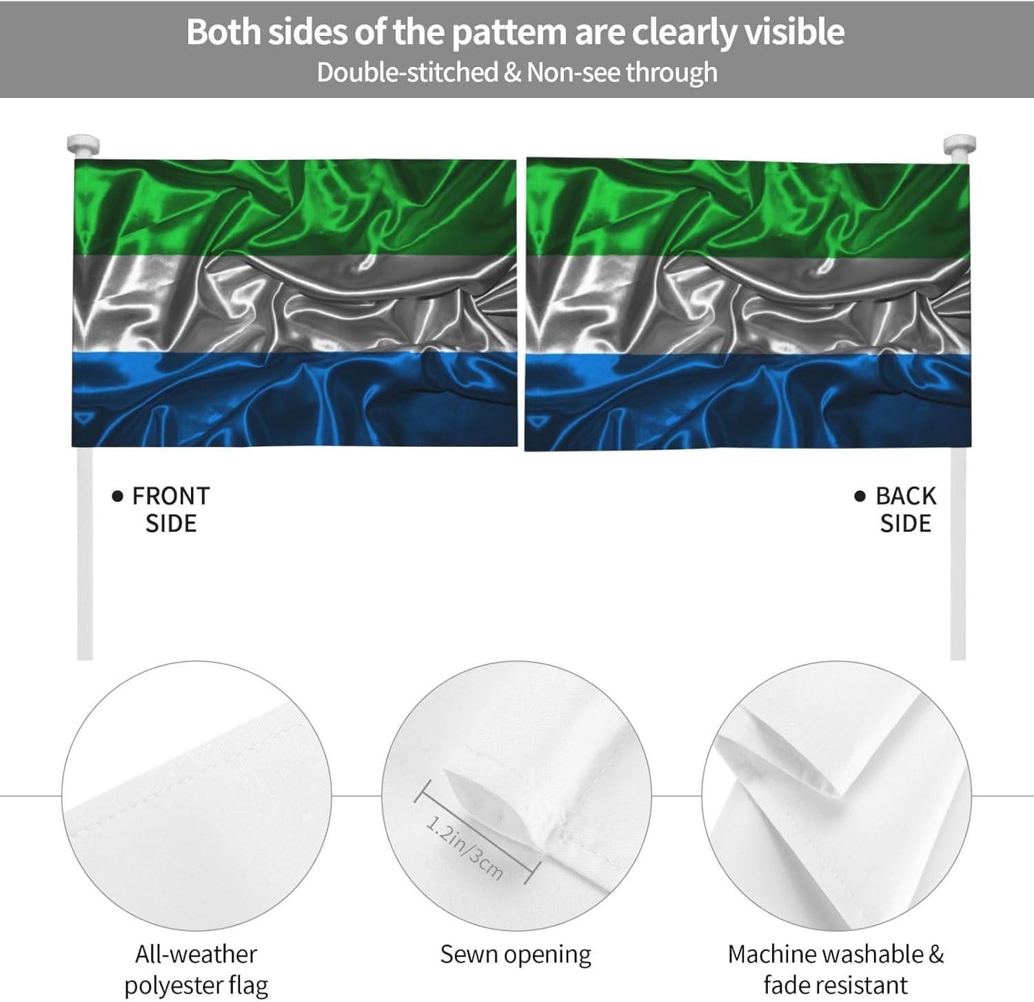 Double Sided Printing Silk Style Flag Of Sierra Leone Car Flag 12×18 Inches Car Window Clip Flags Car Decoration Banner