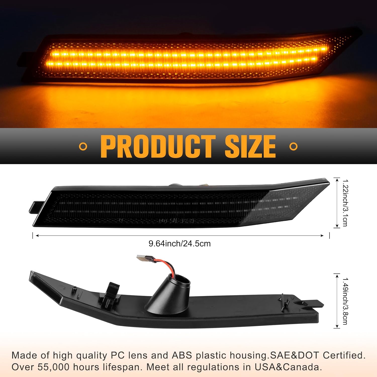 Gempro Luces LED para parachoques delantero lateral para Ford Fusion 2006-2009, luces de señal de estacionamiento, lente ahumada, 2 unidades