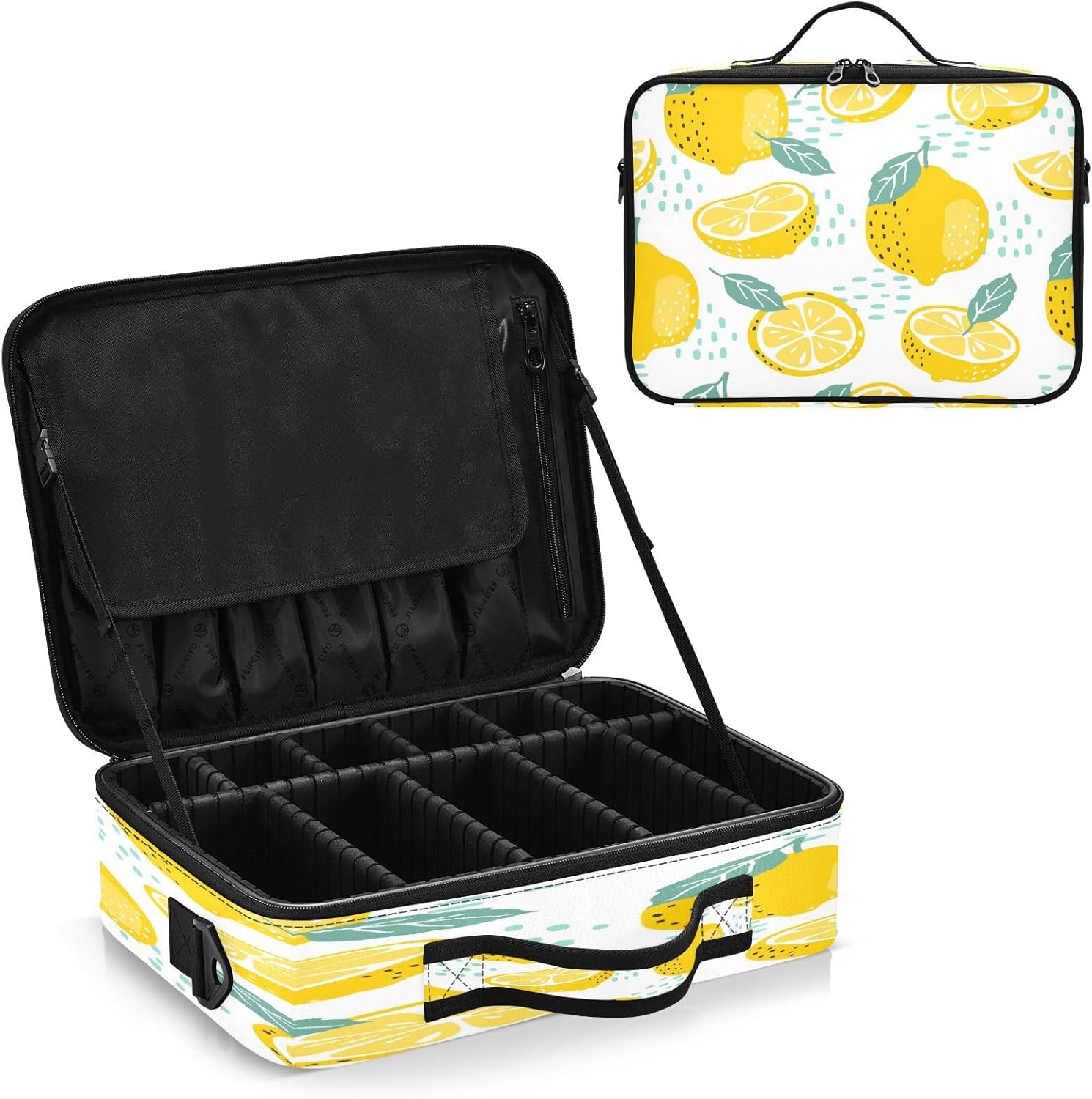 Slices Whole Lemons cosmetic bag with zipper bag toiletry travel kit bag with compartments makeup train case makeup bolsos para cosmeticos for women