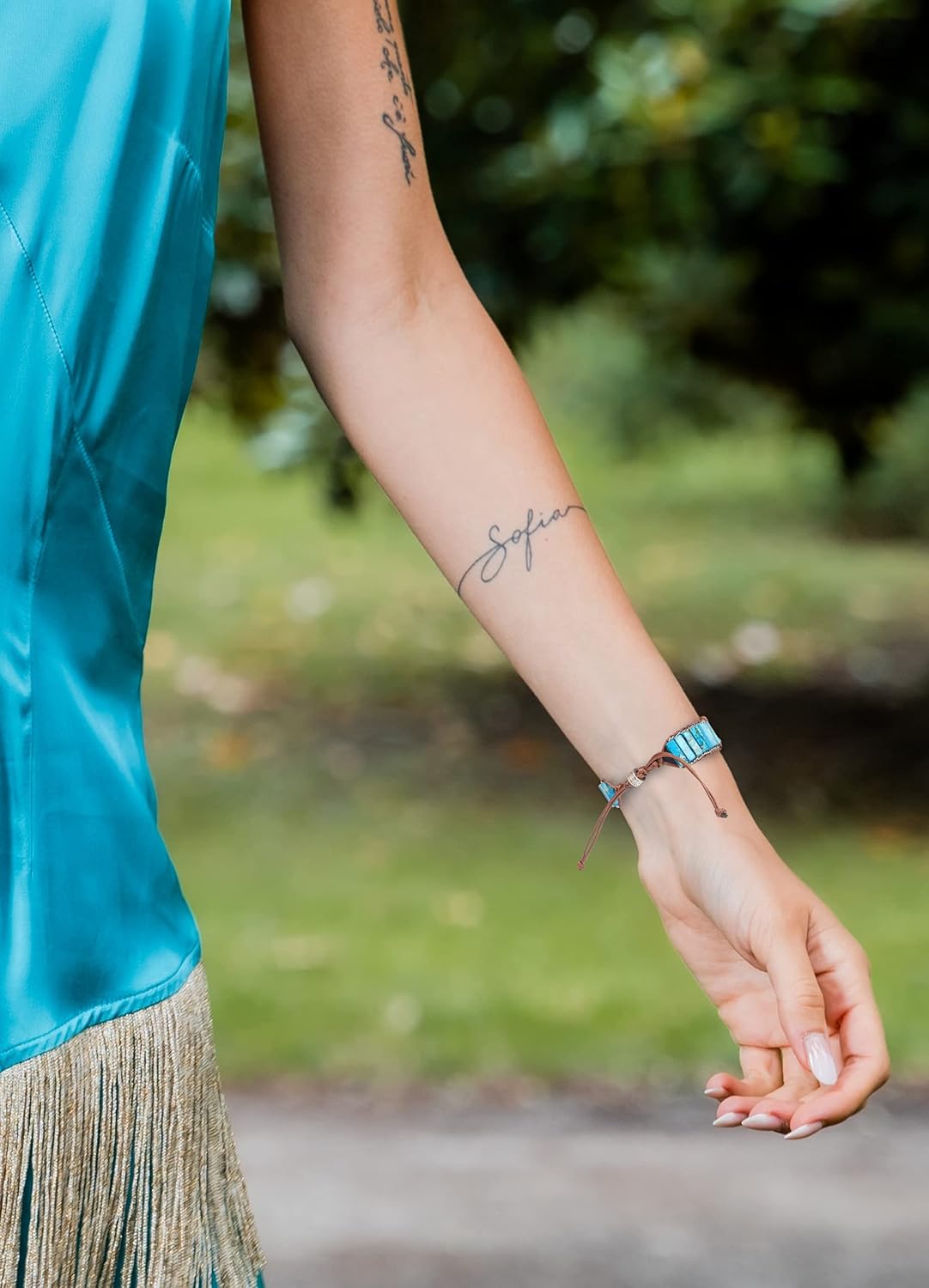 Smarwiss Handmade Boho Watch Bracelet Compatible with Apple Watch Band 41mm 40mm 38mm, Turquoise Wax Rope Weaving Beads Watch Strap for iwatch
