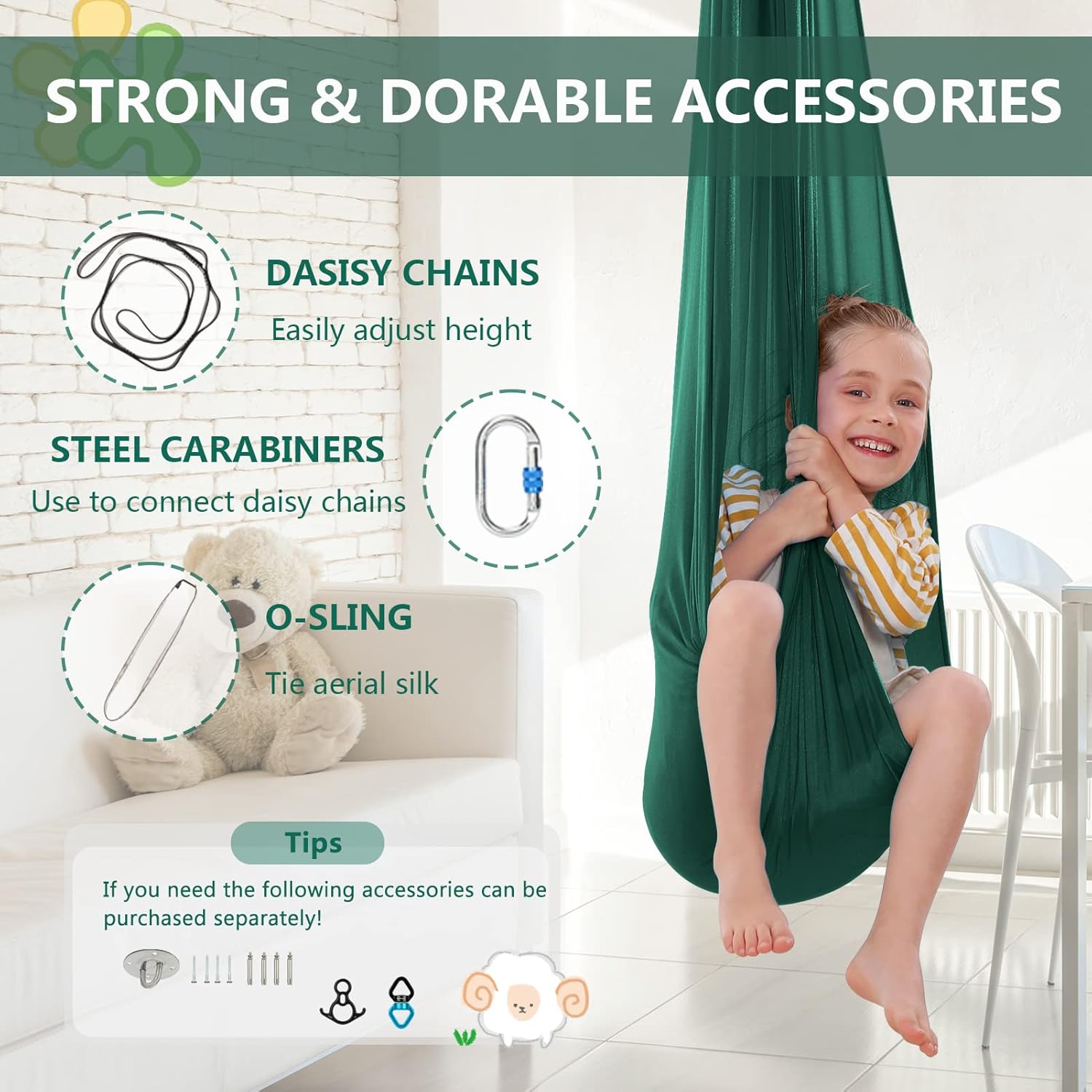 Columpio sensorial  Columpio giratorio de 360 para interiores para niños con autismo, TDAH y trastornos de procesamiento sensorial, columpio