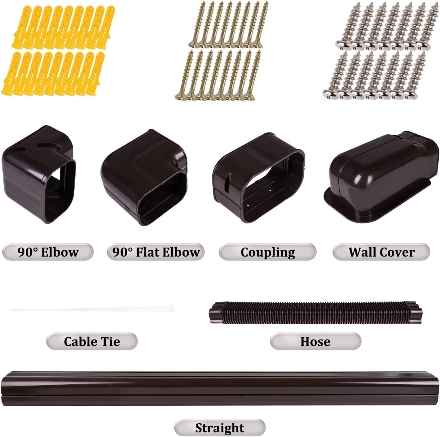 LyPrem Kit de cubierta decorativa de PVC para aire acondicionado de 5 pulgadas y 17 pies para mini split y central de aire acondicionado y bomba de