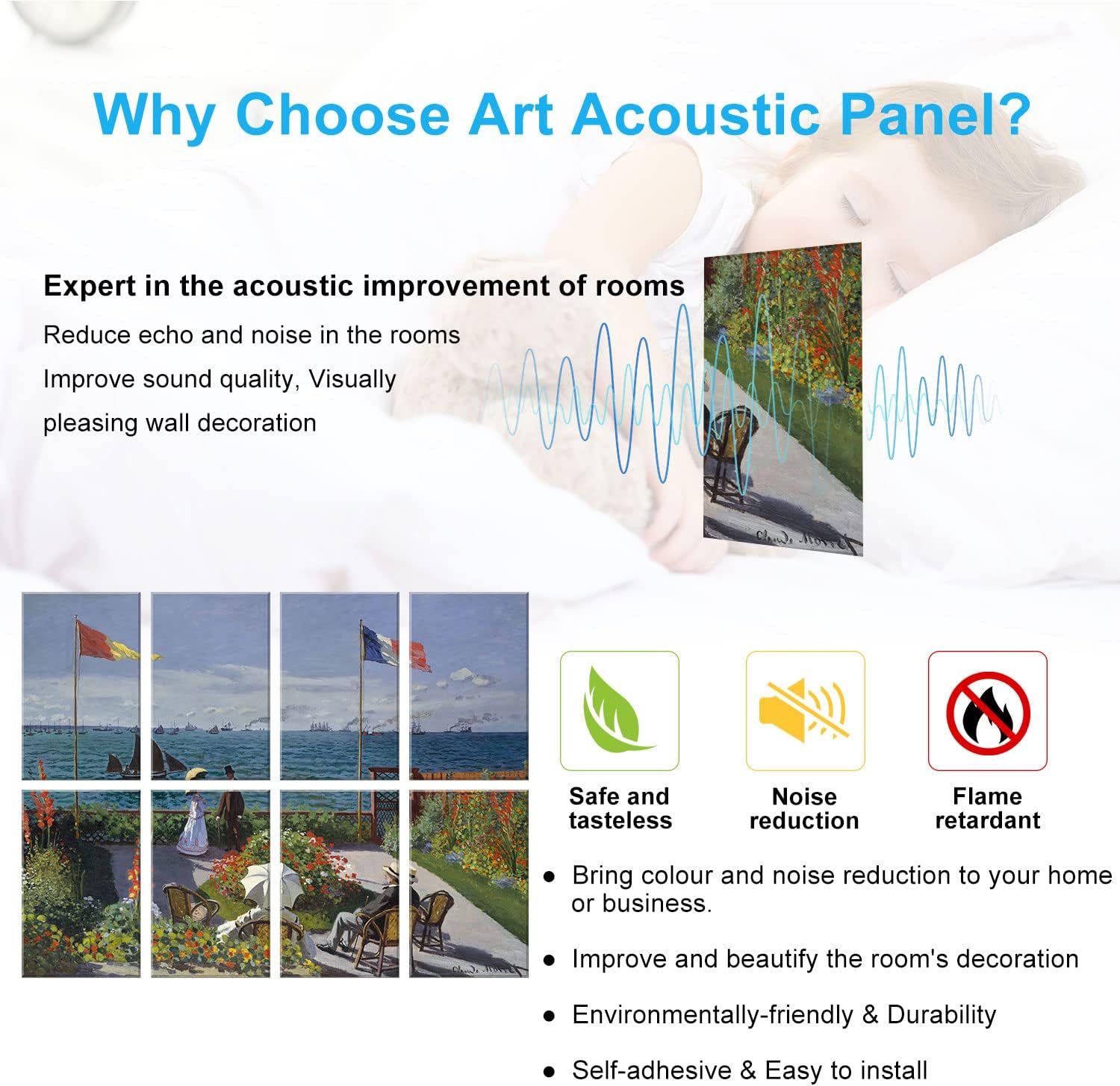 JBER Art Acoustic Panels, 8 Pack Acoustic Panels for Wall Decoration With Self Adhesive, Sound Absorbing Panels for Recording Studio, Soundproof
