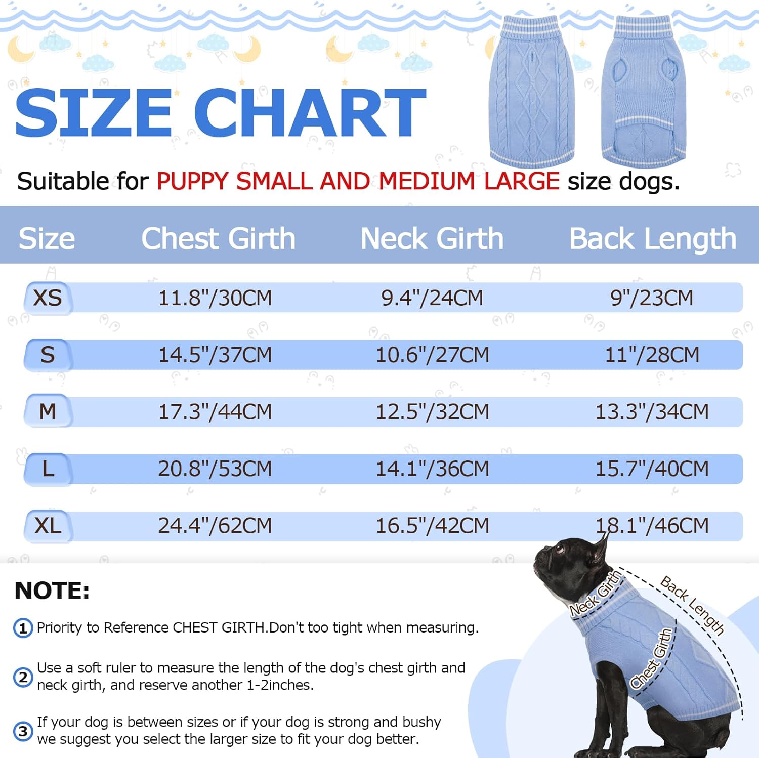 ROZKITCH Suéter para perro, suéter de punto para clima frío para otoño e invierno, suéter de cuello alto para perro, ropa clásica gruesa y cálida