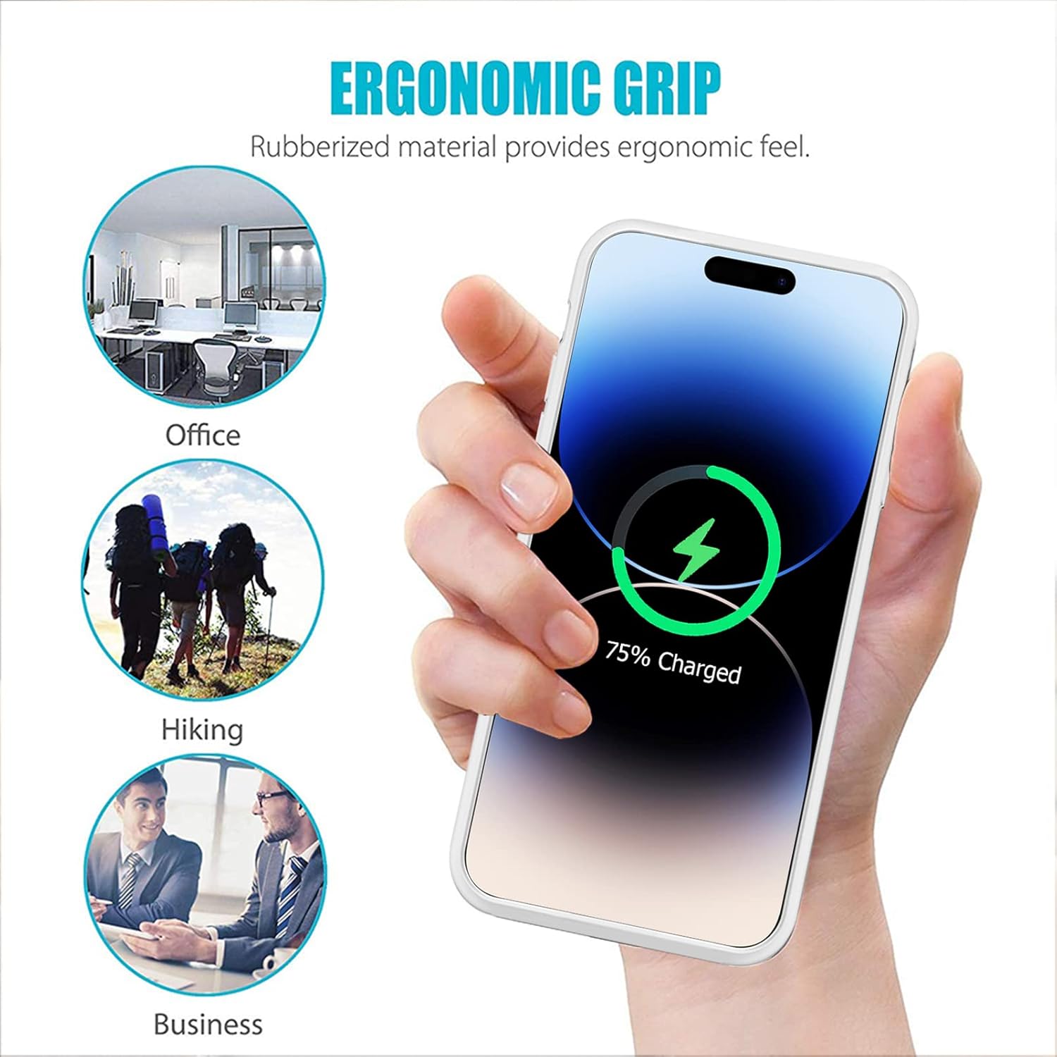 Funda de batería para iPhone 14 Pro, Full Encircle 7000mAh, recargable, inteligente, portátil, cargador portátil, paquete de batería extendida,