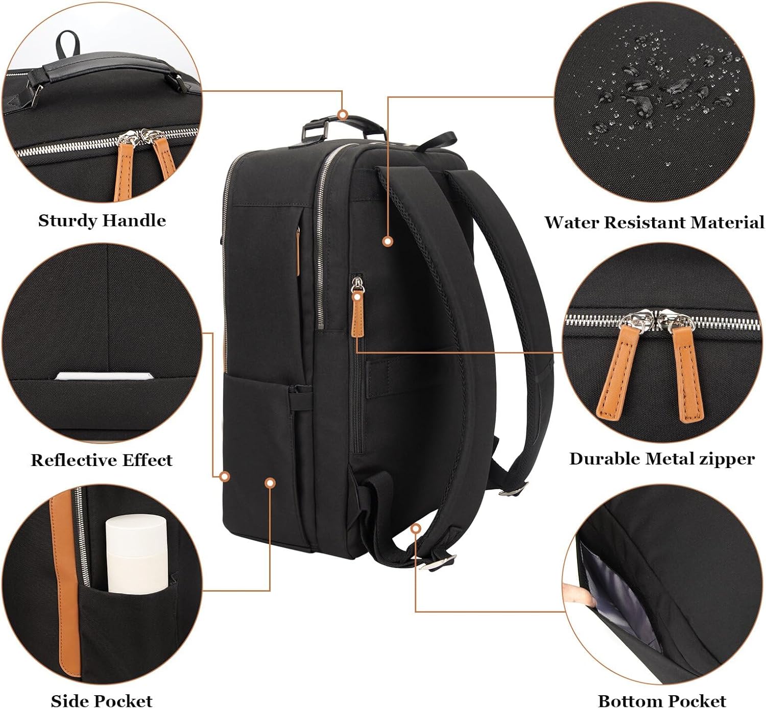Hp hope Mochila para laptop, mochila de viaje para mujeres y hombres con puerto de carga USB y tipo C, Negro Actualización