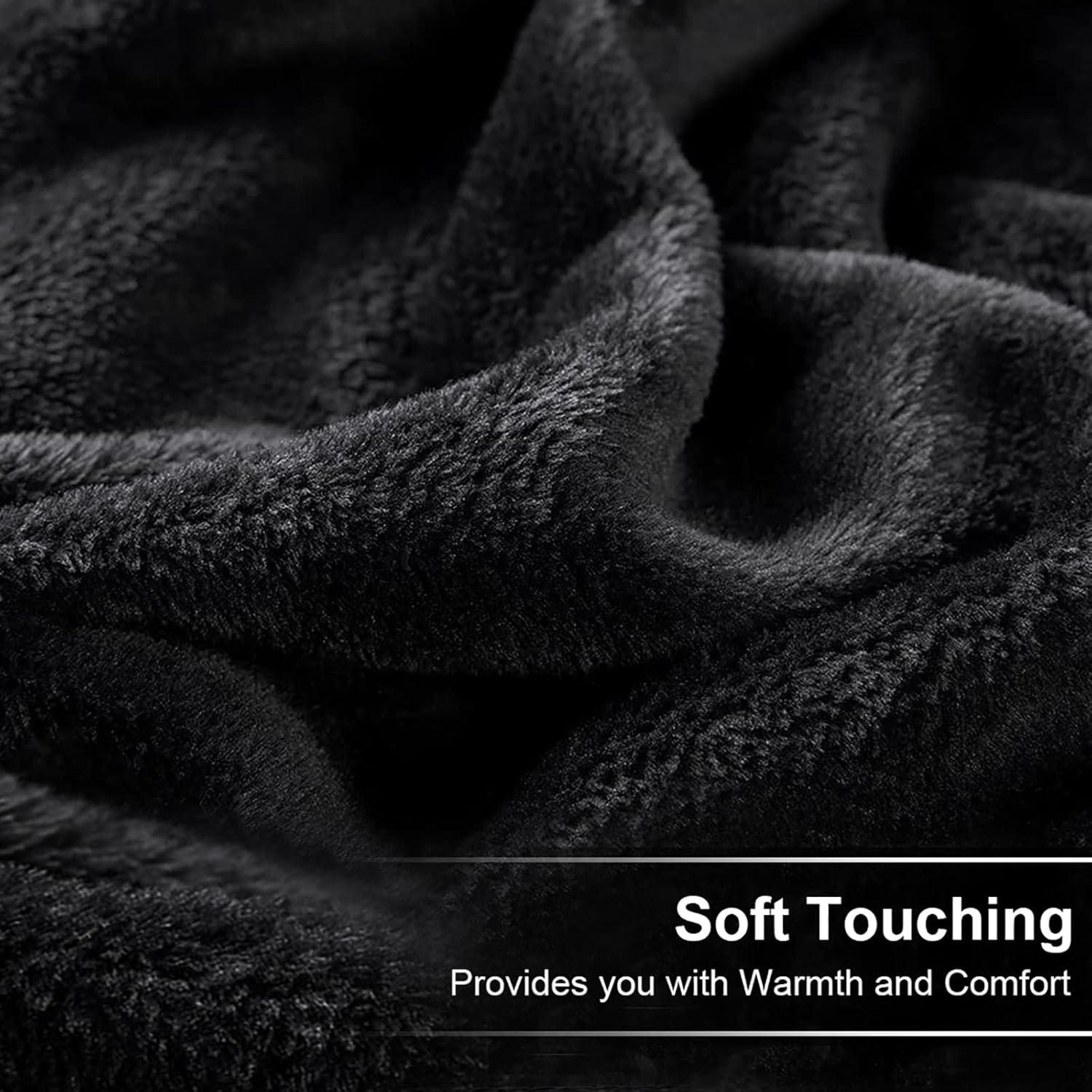 Manta suave tamaño Queen cálida y mullida de microfelpa ligera de forro polar térmico para sofá y cama, 90 x 90 pulgadas, color negro