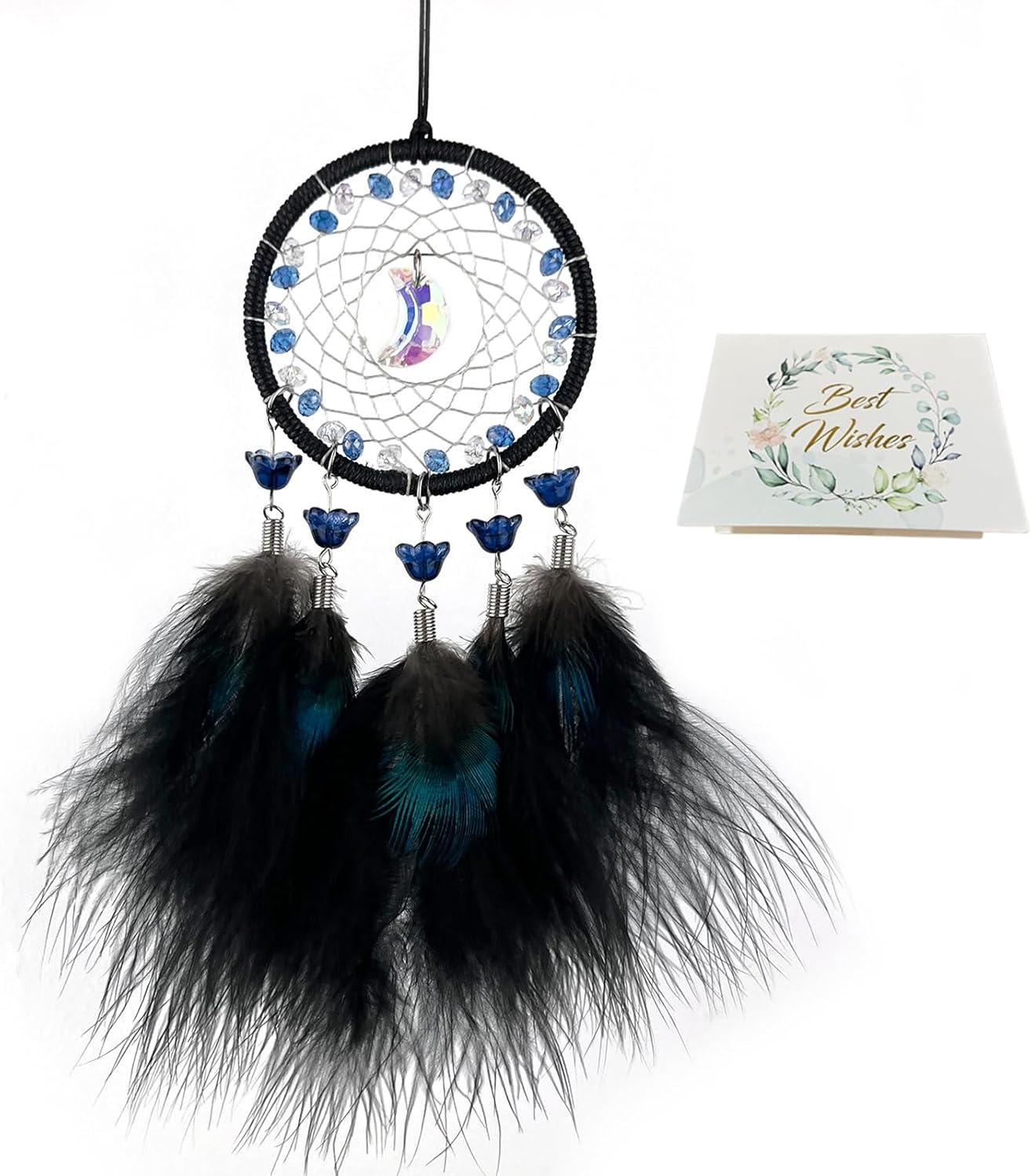 Decoraciones de plumas de pavo real, atrapasueños para colgar en el automóvil, accesorios para espejo retrovisor hecho a mano, pequeño atrapasueños