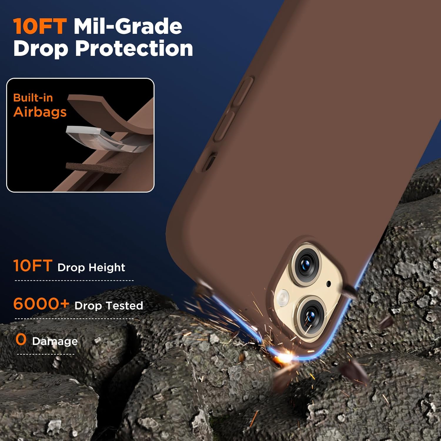 Compatible con iPhone 15, funda de silicona líquida, funda protectora de cuerpo completo a prueba de golpes forro de microfibra suave, funda delgada
