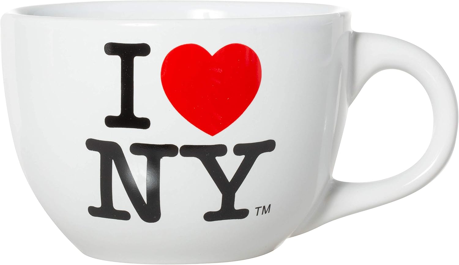 Taza de cerámica con leche de 20 onzas con licencia oficial “I Love New York” (Blanco)