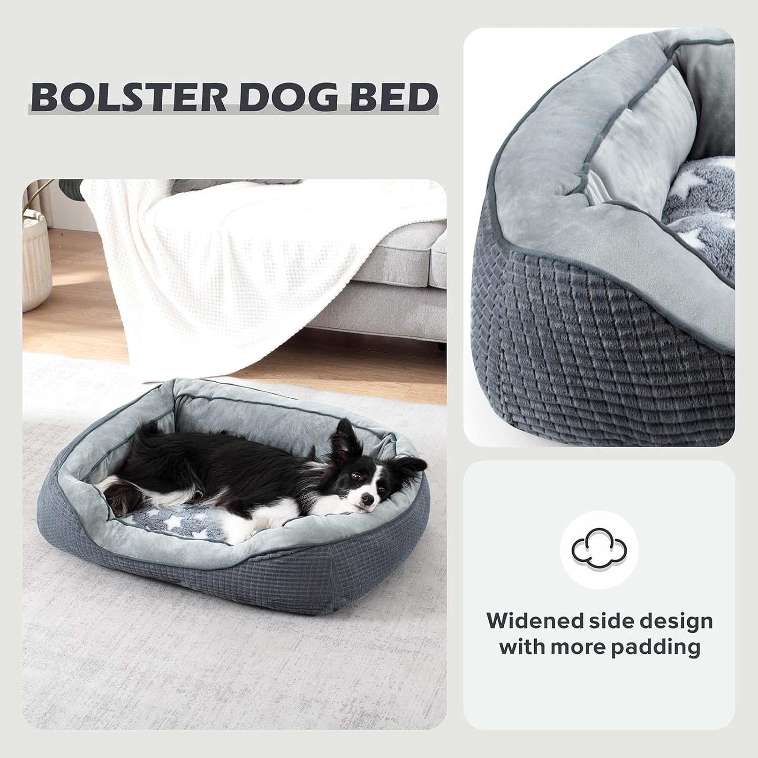SIWA MARY Camas para perros pequeños y gatos, sofá cama lavable para perros con lados anchos, diseño de patrón de pentagrama, cama duradera para
