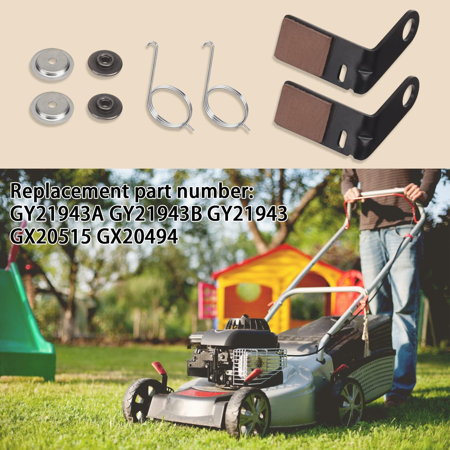 Pastilla de freno GY21943A – de Ohoho- Compatible con tractores de césped J-ohn Deere de 42 pulgadas L, D, X y LA, con retenedor GX20515 y resortes