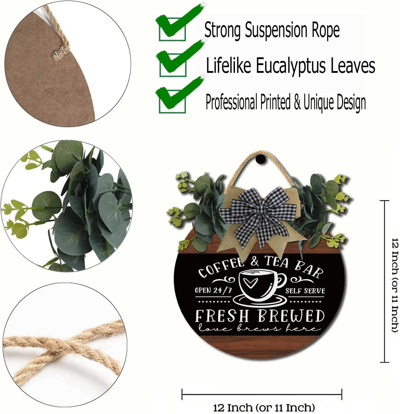 Coffee And Tea Bar Fresh Brewed Self Serve Decor Sign,Wall Art Pictures Decoration,New Home Housewarming Gift For All Seasons,Coffee Lover Coffee