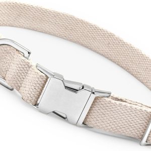 Frezco Collar de perro minimalista ultra duradero, 100% algodón natural y hebilla totalmente metálica, fuerte 300 libras, perfecto para perros Frezco Collar de perro minimalista ultra duradero, 100% algodón natural y hebilla totalmente metálica, fuerte 300 libras, perfecto para perros