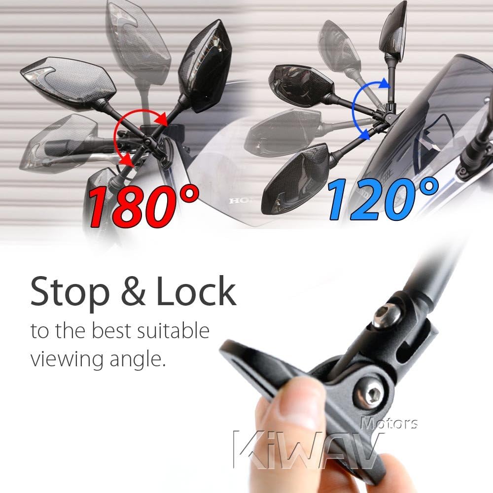 KiWAV Lucifer – Espejos de motocicleta negros con doble LED, efecto secuencial, carenado, compatible con Ducati Panigale Series
