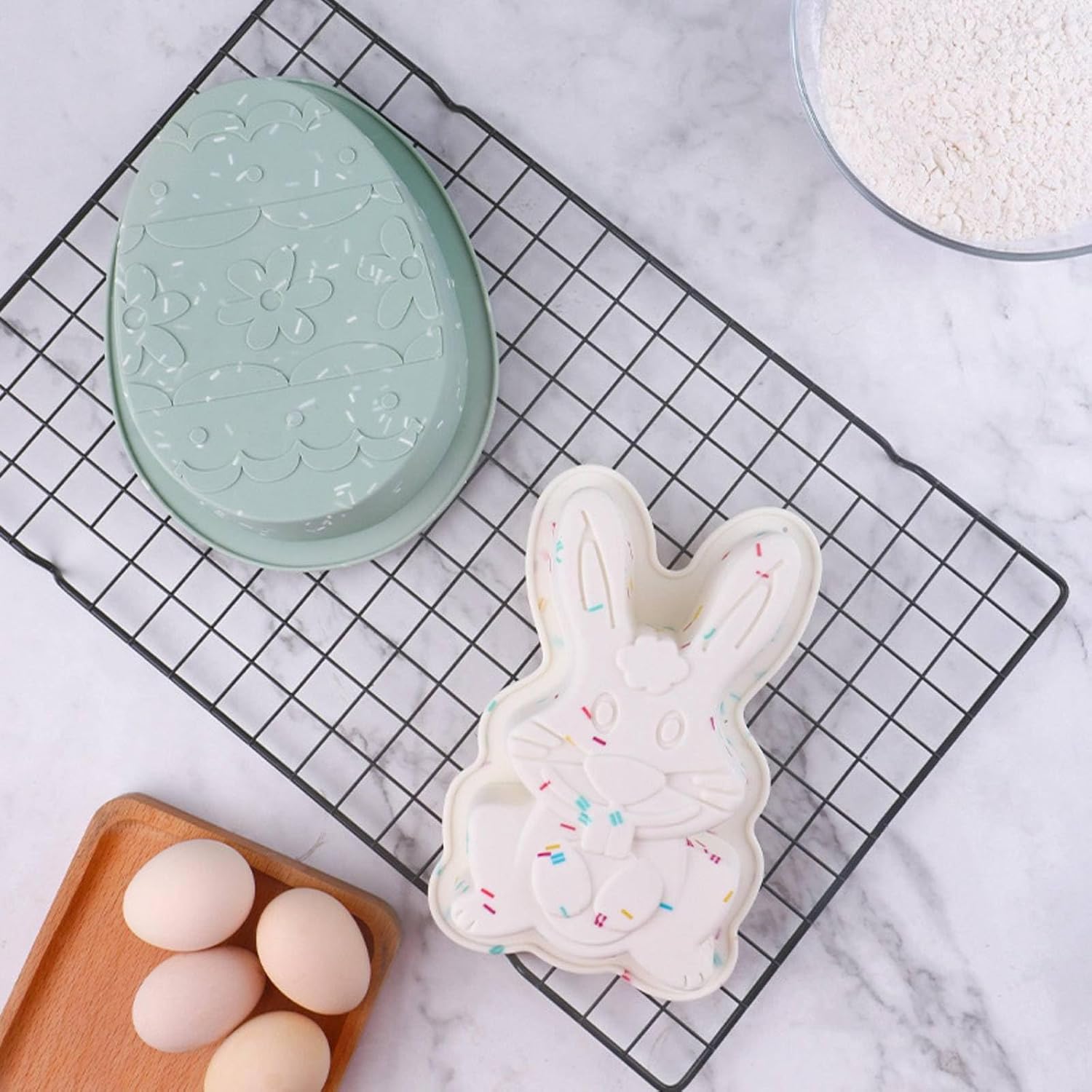 Moldes de silicona para conejito de Pascua, moldes de chocolate de Pascua, moldes de chocolate de conejo de Pascua, moldes de silicona grandes para