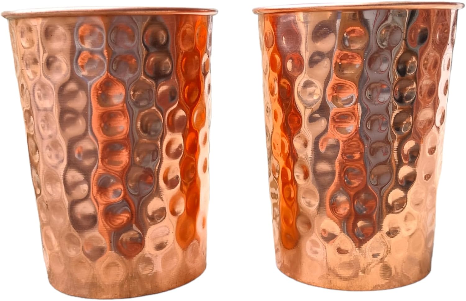 Siddhivinayak Overseas Juego de 2 vasos de cobre puro martillado para agua potable, vasos de vidrio para beneficios de salud ayurveda