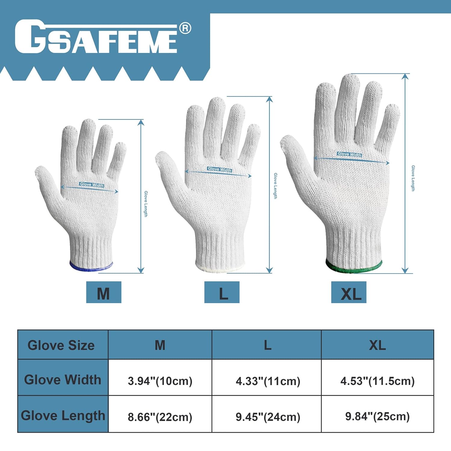 12 pares de guantes de algodón para barbacoas, cocinar, asar a la parrilla, manipulación de alimentos, guantes de trabajo de seguridad para guardar