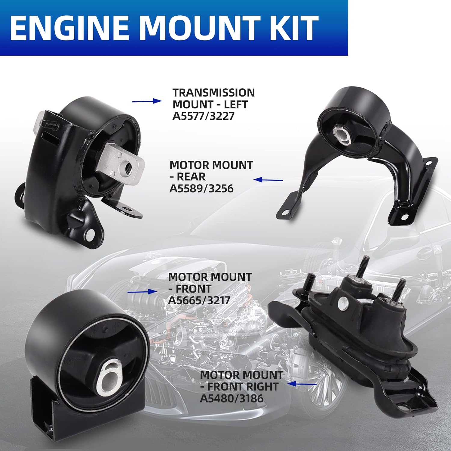 Juego de soportes para motor  Compatible con VW Routan 3.6L 2011-2014 y Chrysler Town & Country 3.6L 2011-2015 y Dodge Grand Caravan 3.6L 2011-2017