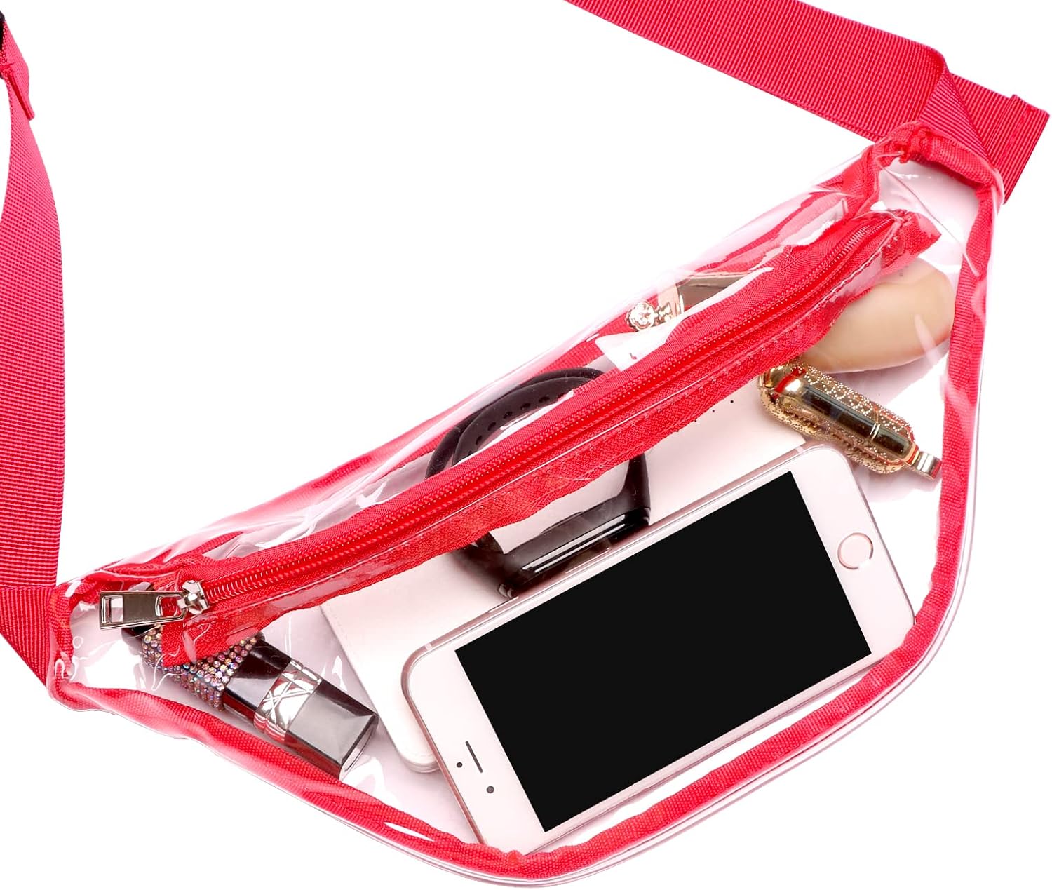 Riñonera transparente para mujer, impermeable, pequeña y transparente, bonita cintura con correa ajustable, bolsa transparente aprobada por el