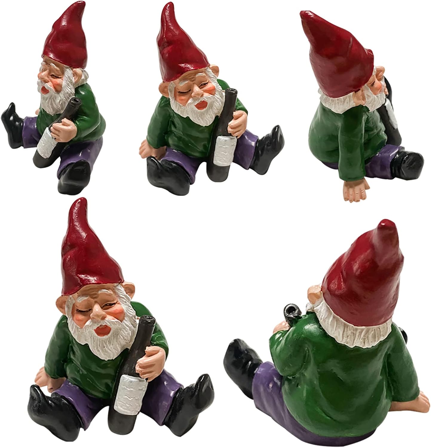 4 gnomos de jardín borrachos para decoración al aire libre, divertidas mini figuras de Knomes, escultura de hadas traviesas inapropiadas para