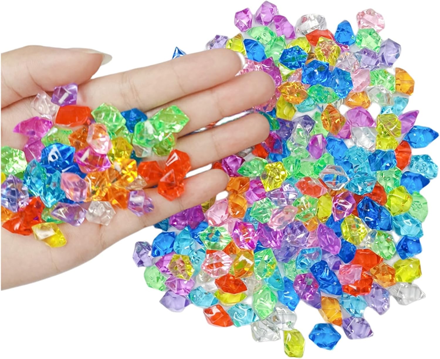 Featuman Joyas de plástico con gemas de cristal rojo, 400 piezas de cristales falsos de acrílico para centros de mesa, diamantes falsos cubos de